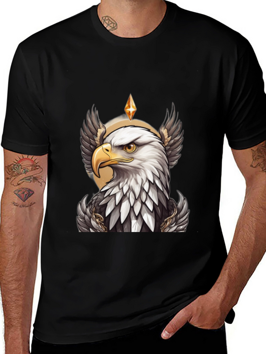 Eagle Crown Graphic Tee - Black Cotton T-Shirt