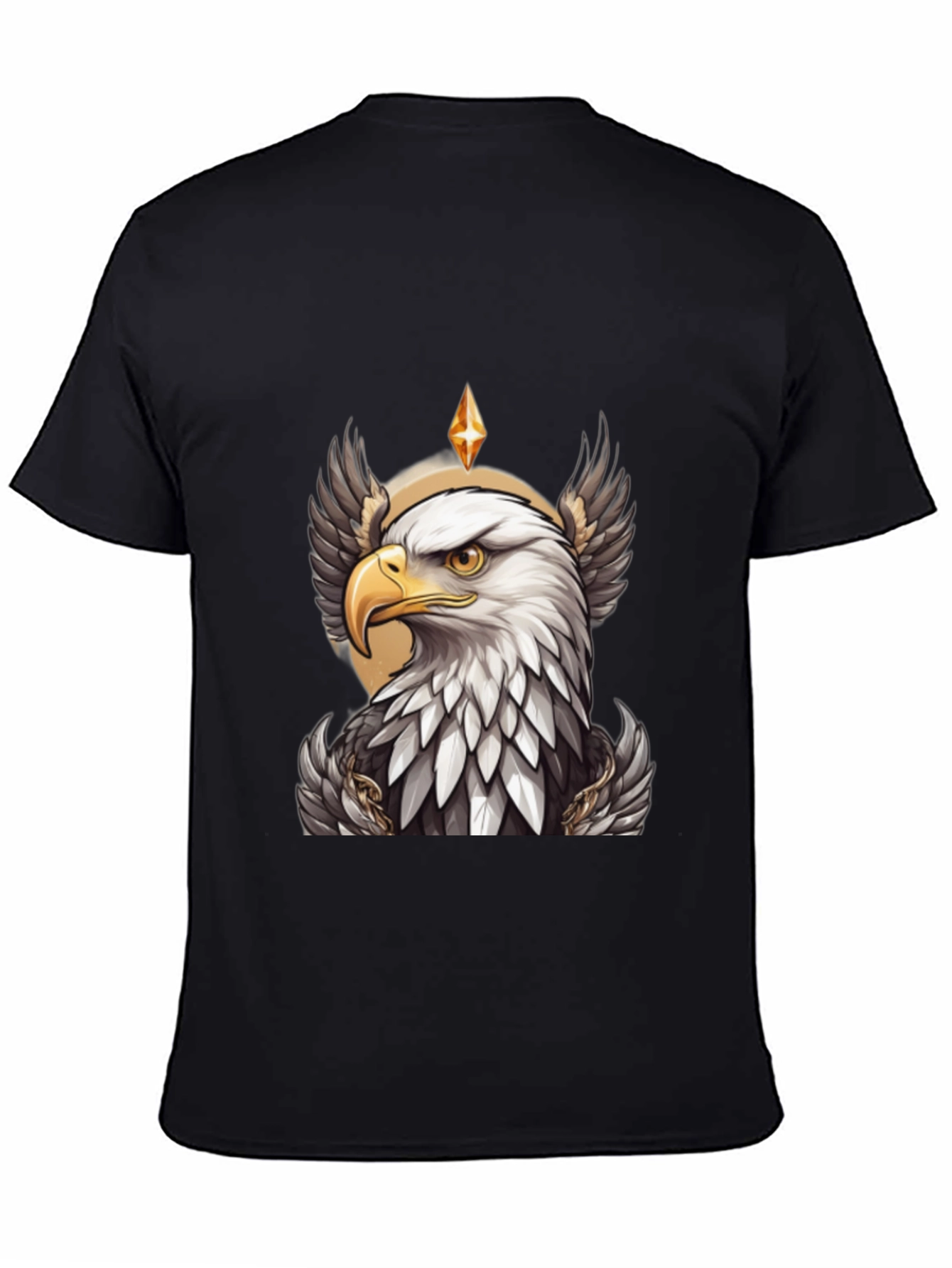 Eagle Crown Graphic Tee - Black Cotton T-Shirt