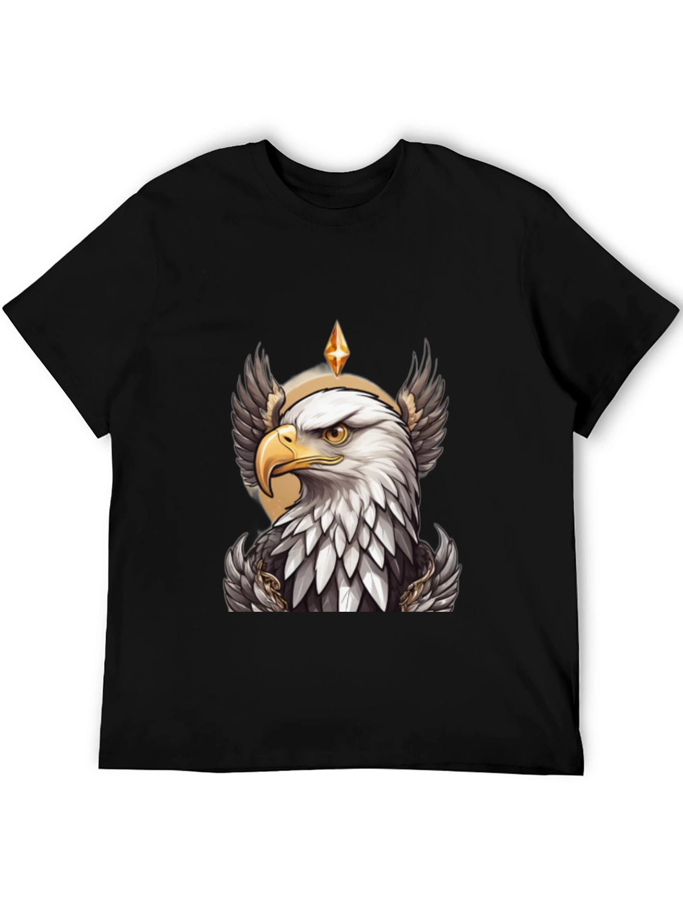Eagle Crown Graphic Tee - Black Cotton T-Shirt