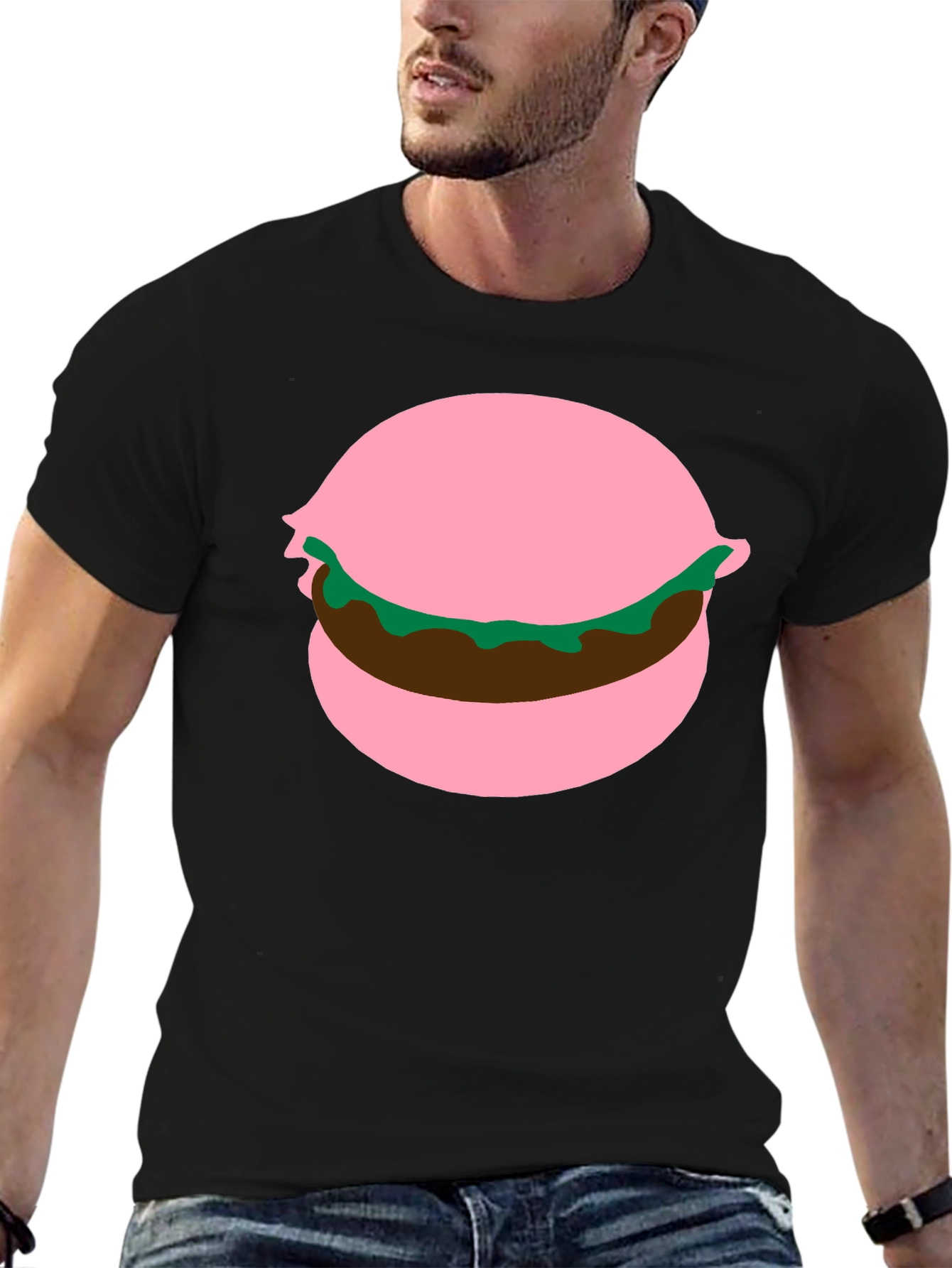 Burger Graphic Tee - Pink Bun Funny Food Shirt