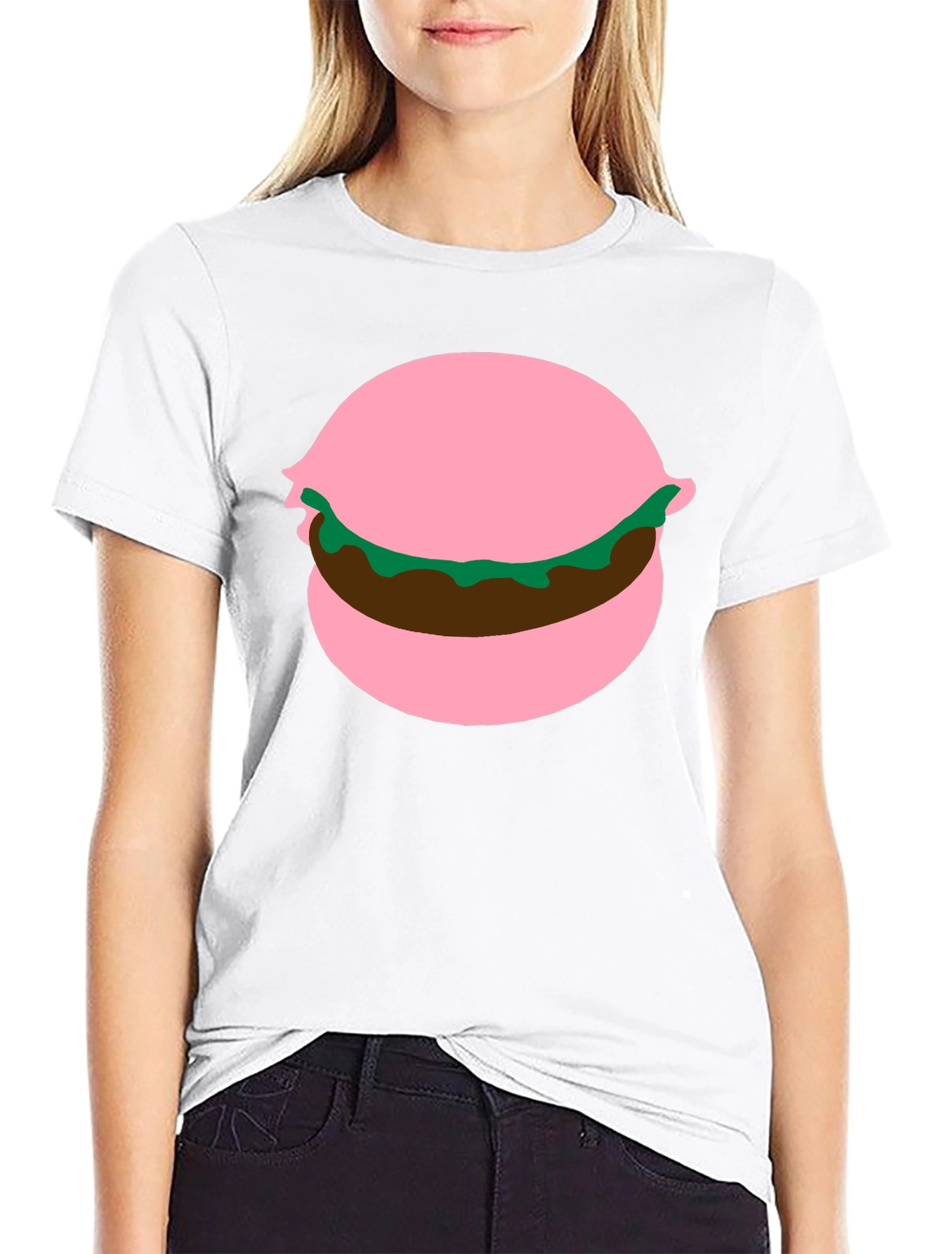 Burger Graphic Tee - Pink Bun Funny Food Shirt