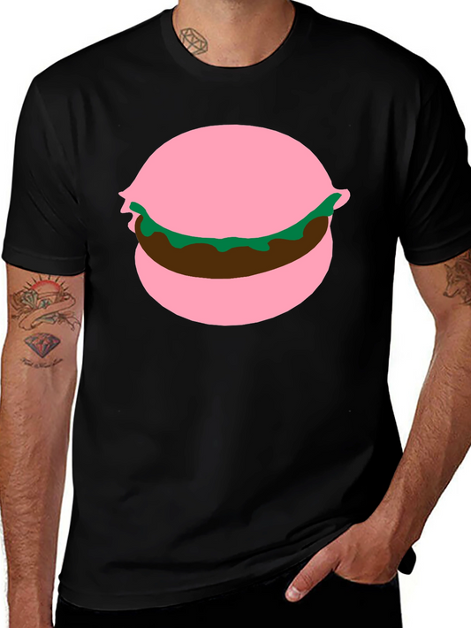 Burger Graphic Tee - Pink Bun Funny Food Shirt