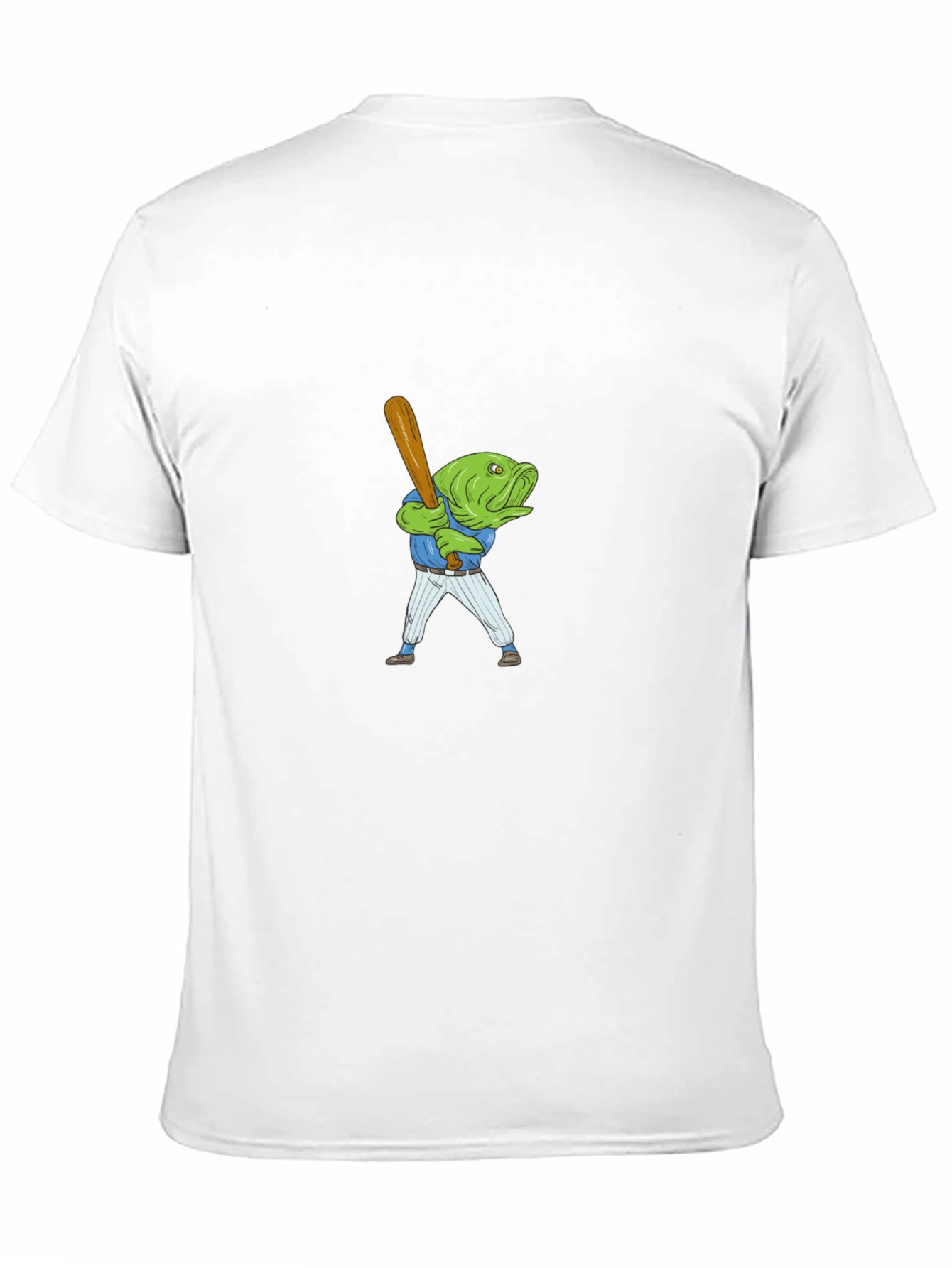Fish Baseball Player Black T-Shirt