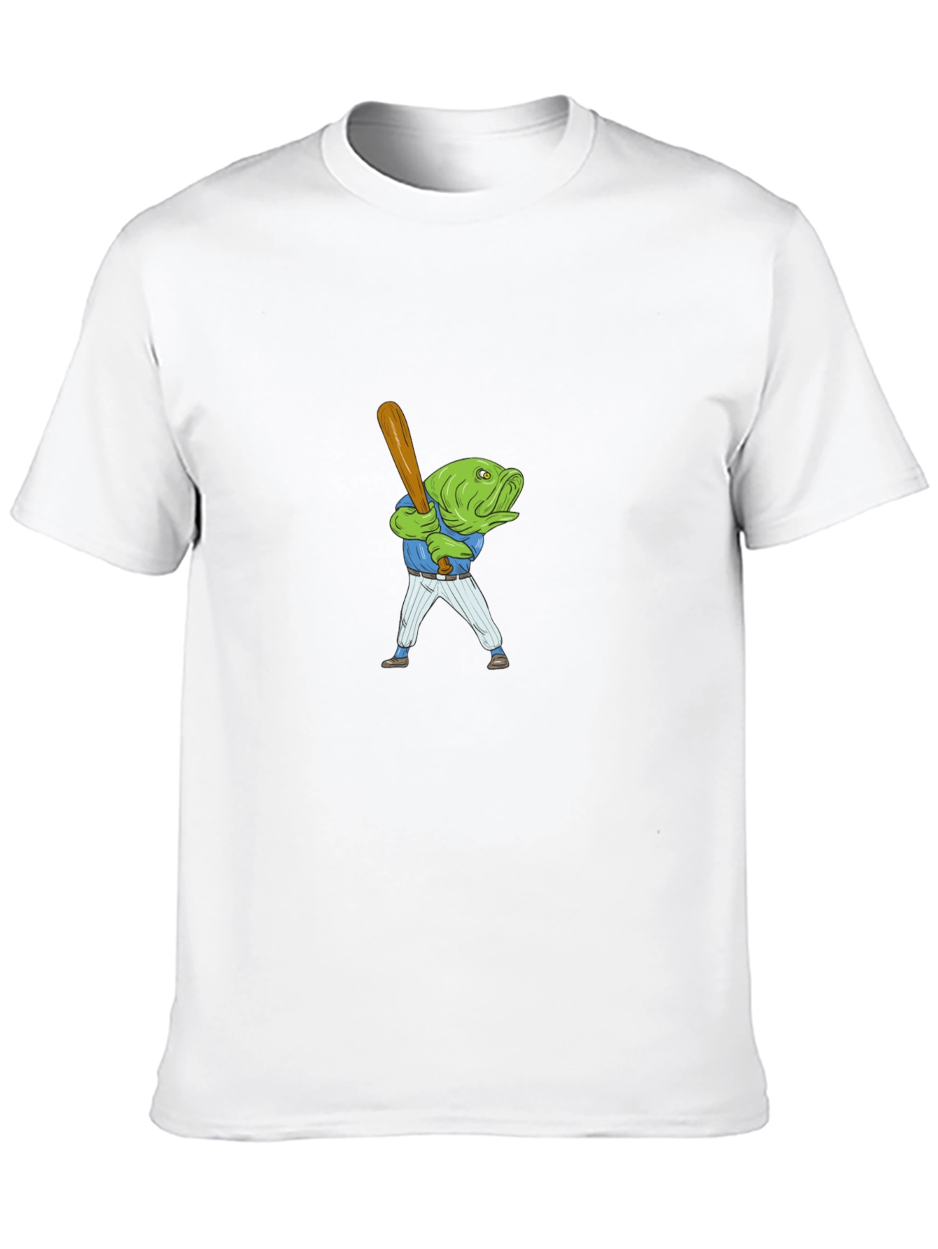 Fish Baseball Player Black T-Shirt