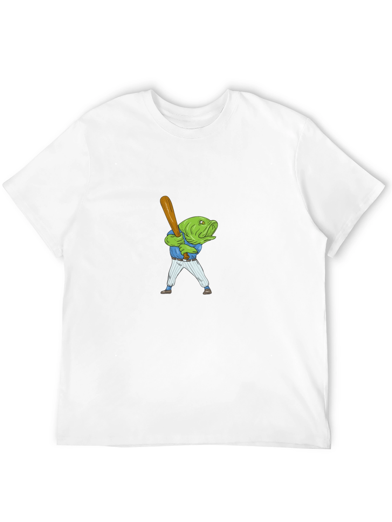 Fish Baseball Player Black T-Shirt