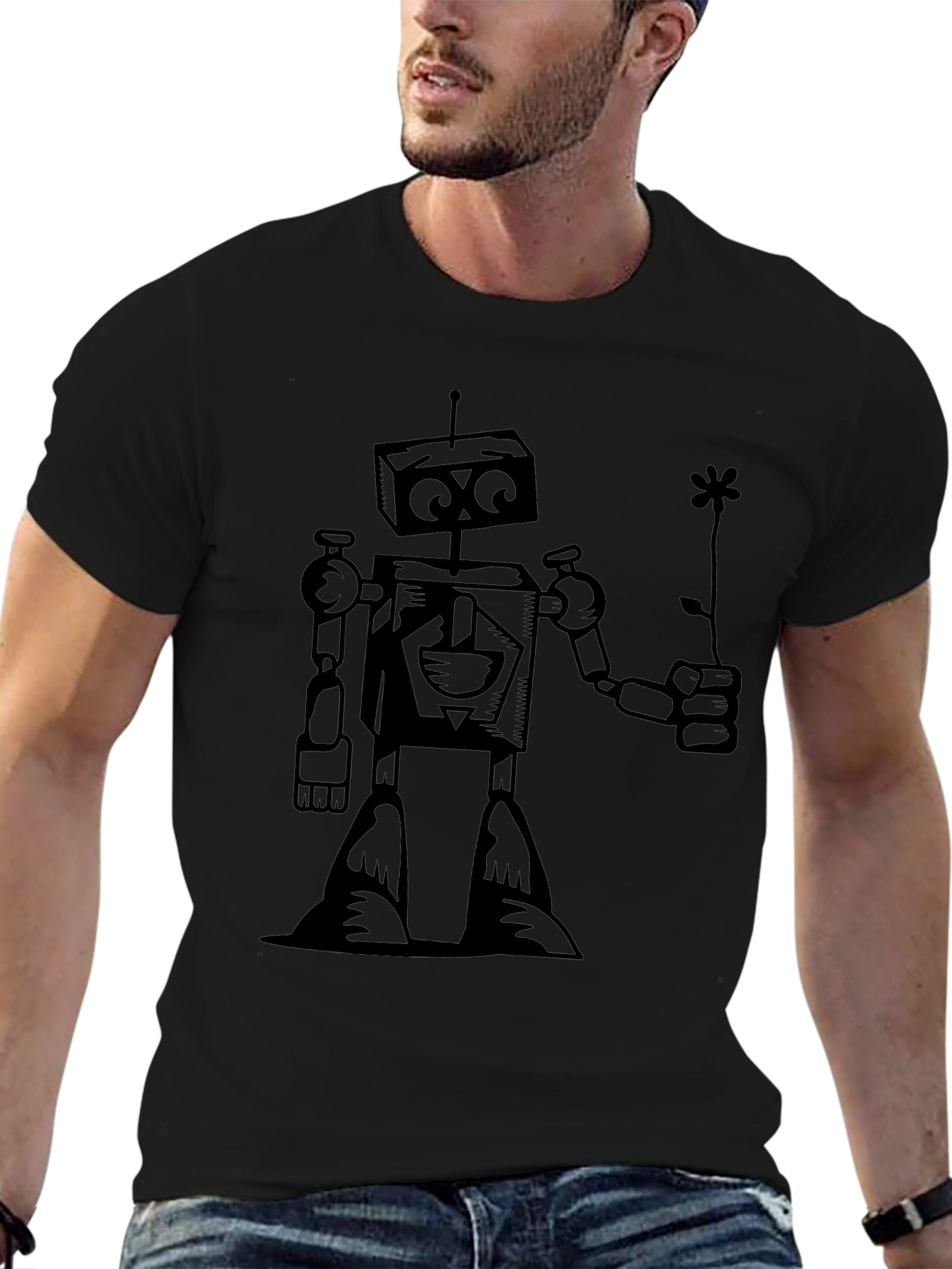 Robot Graphic Tee - Black