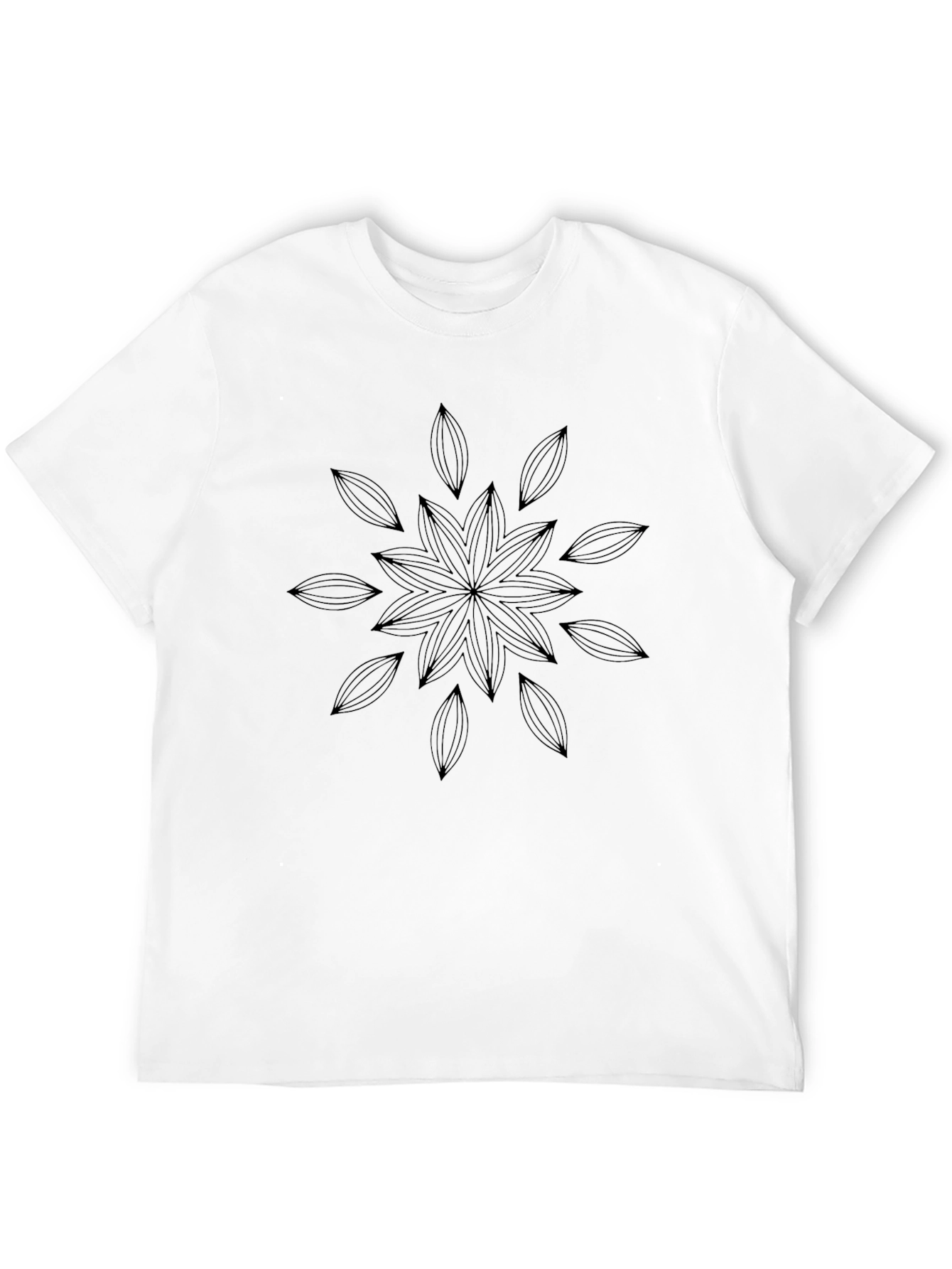 Black T-Shirt with Geometric Floral Mandala