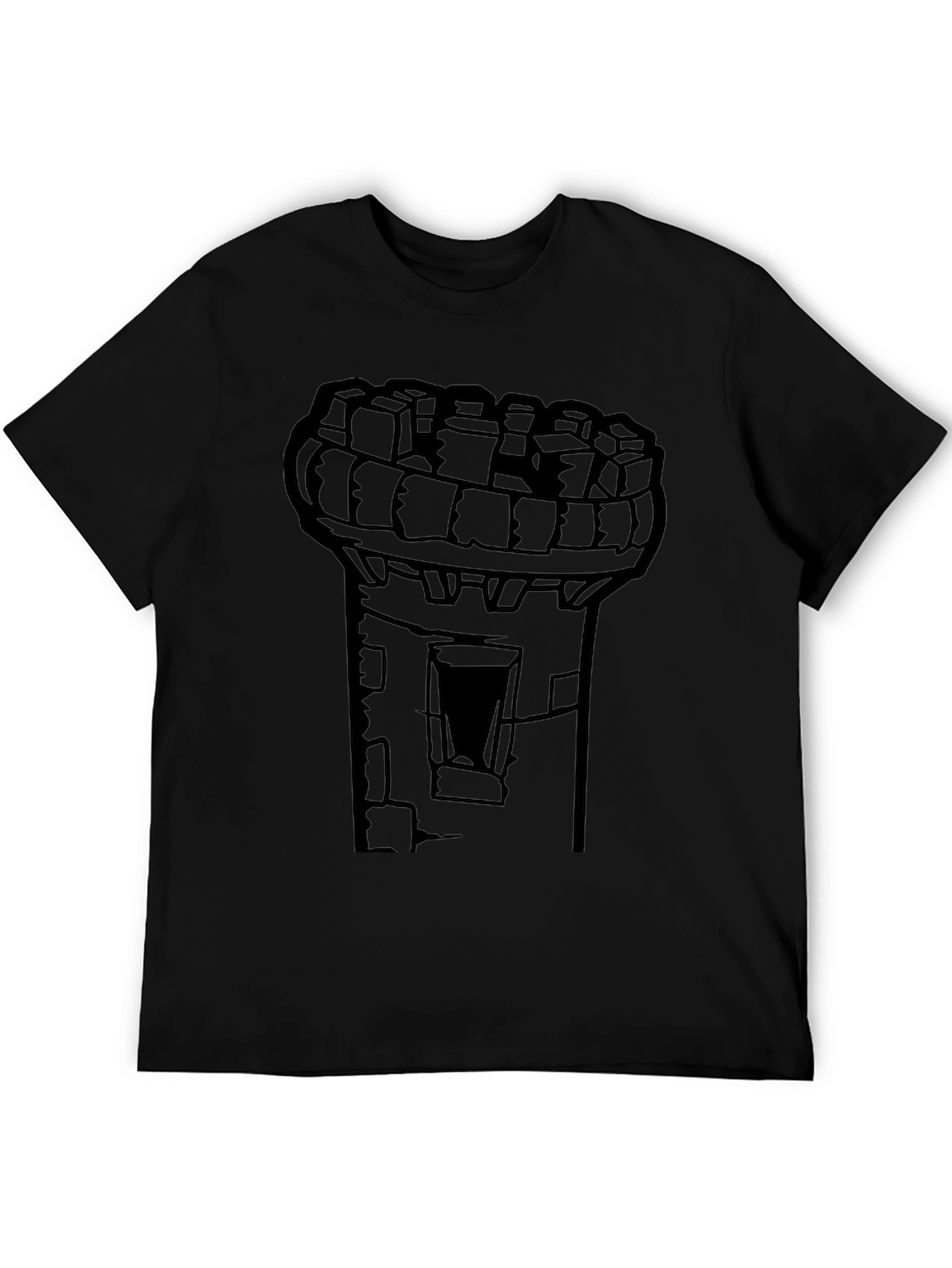Castle Tower Graphic Tee - Black Cotton T-Shirt