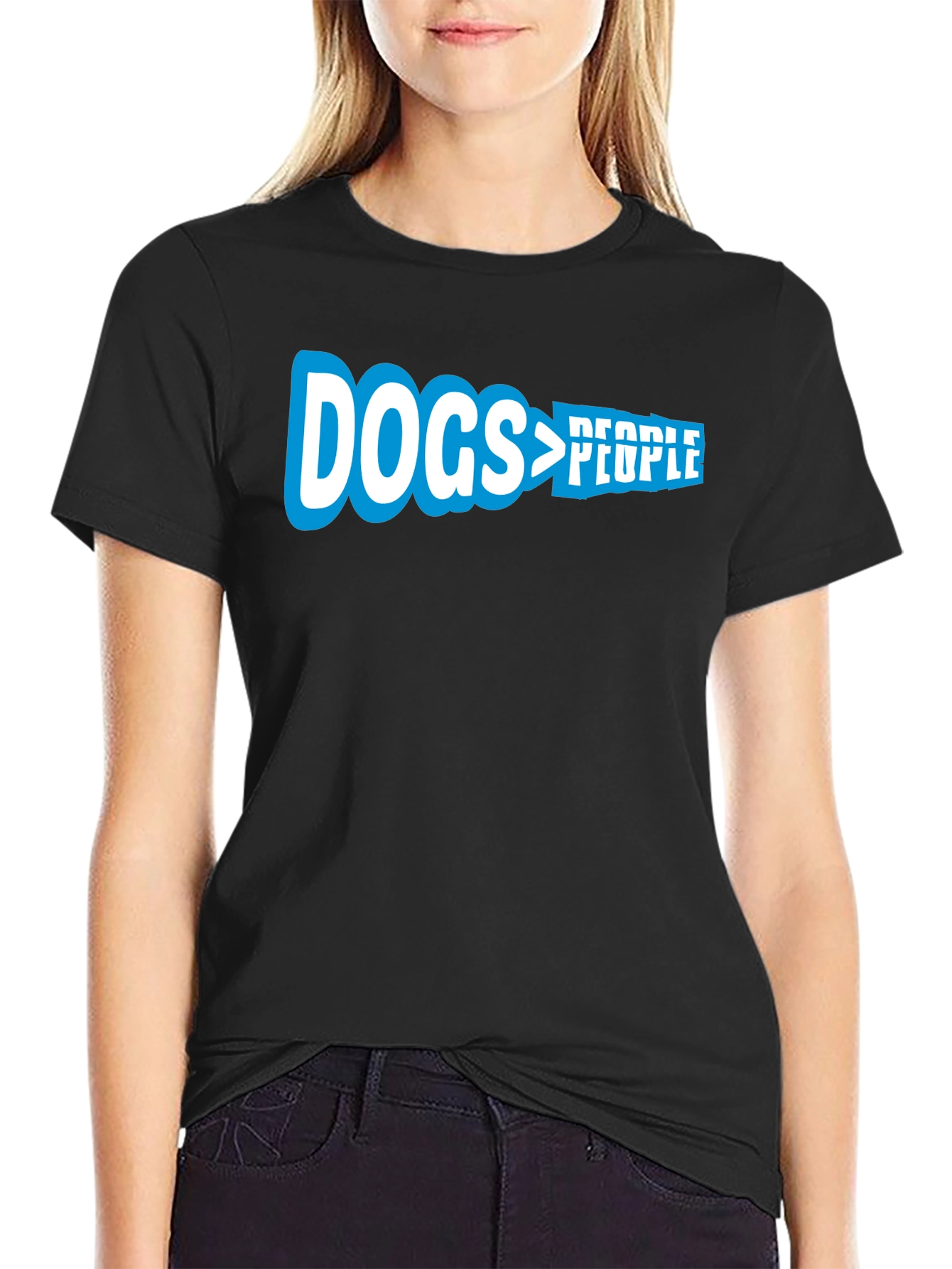 Dogs > People Graphic Tee - Black Cotton T-Shirt