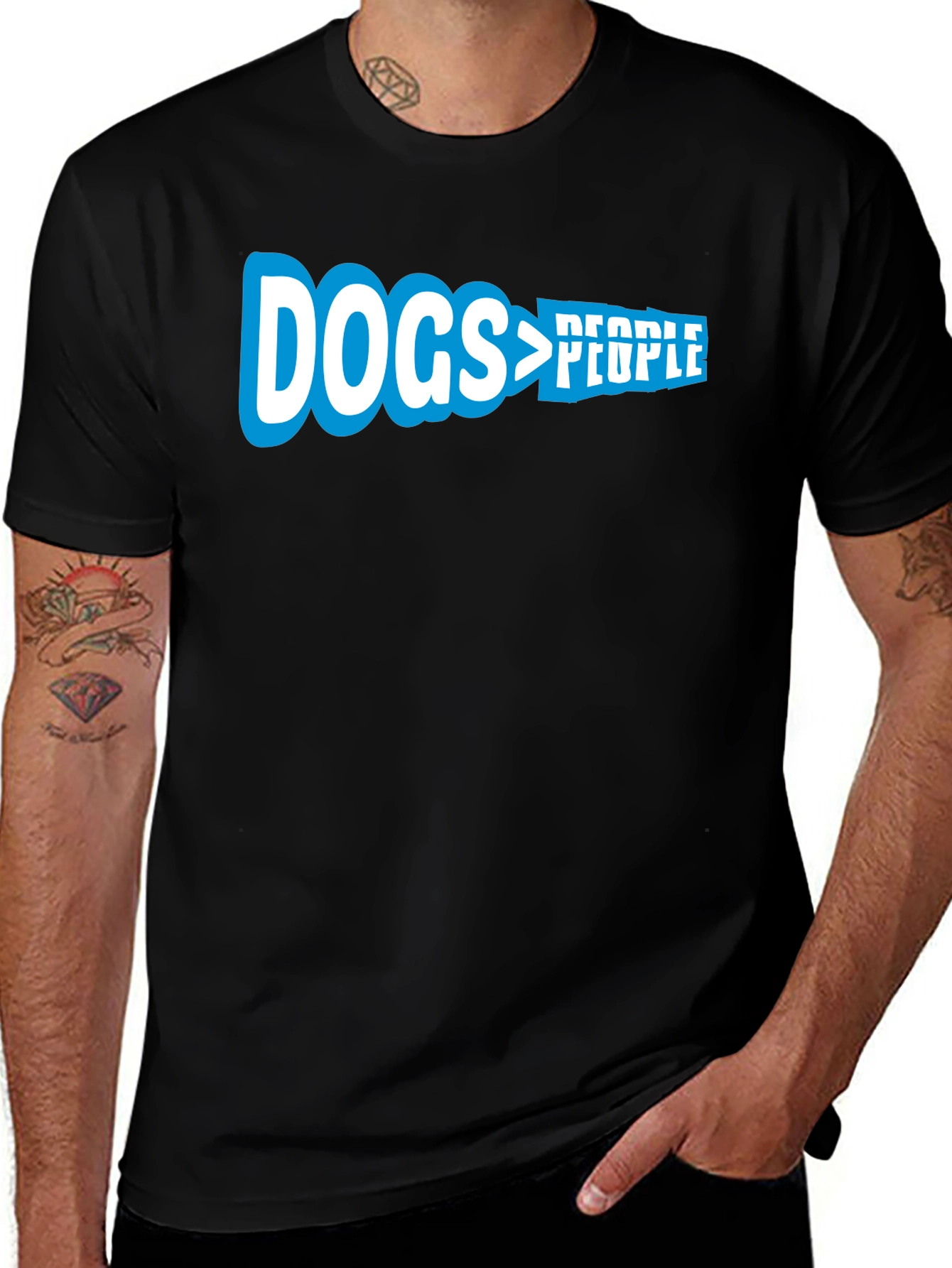Dogs > People Graphic Tee - Black Cotton T-Shirt