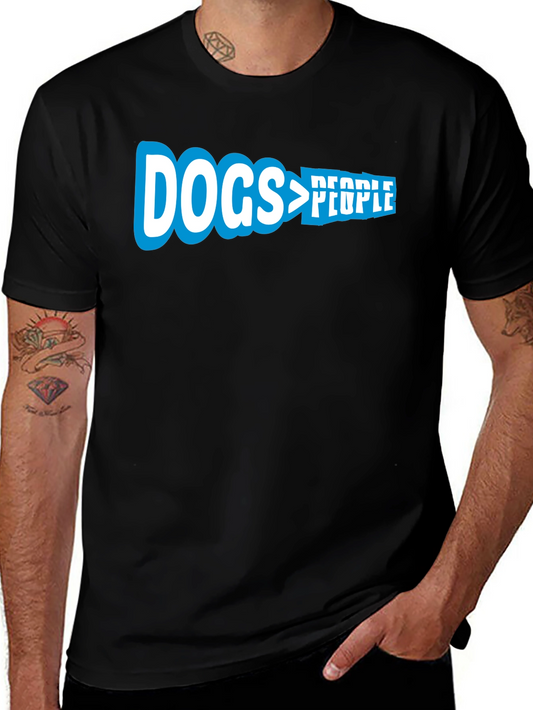 Dogs > People Graphic Tee - Black Cotton T-Shirt