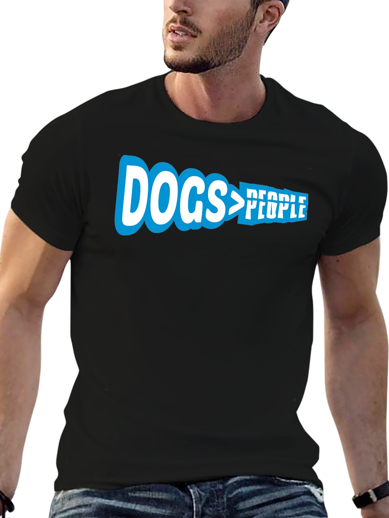 Dogs > People Graphic Tee - Black Cotton T-Shirt