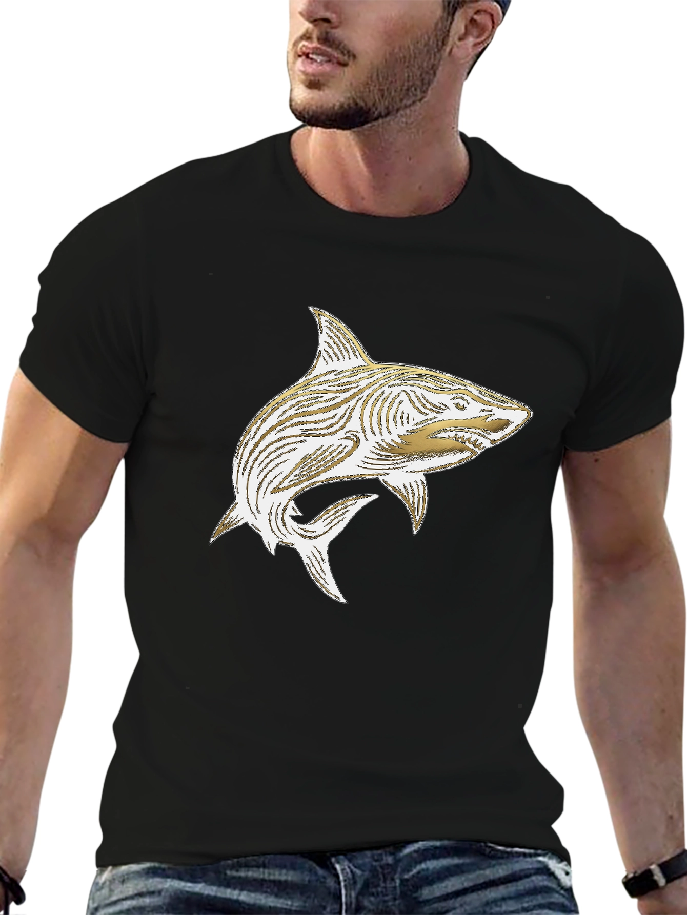 Shark Graphic Tee - Stylish Black T-Shirt