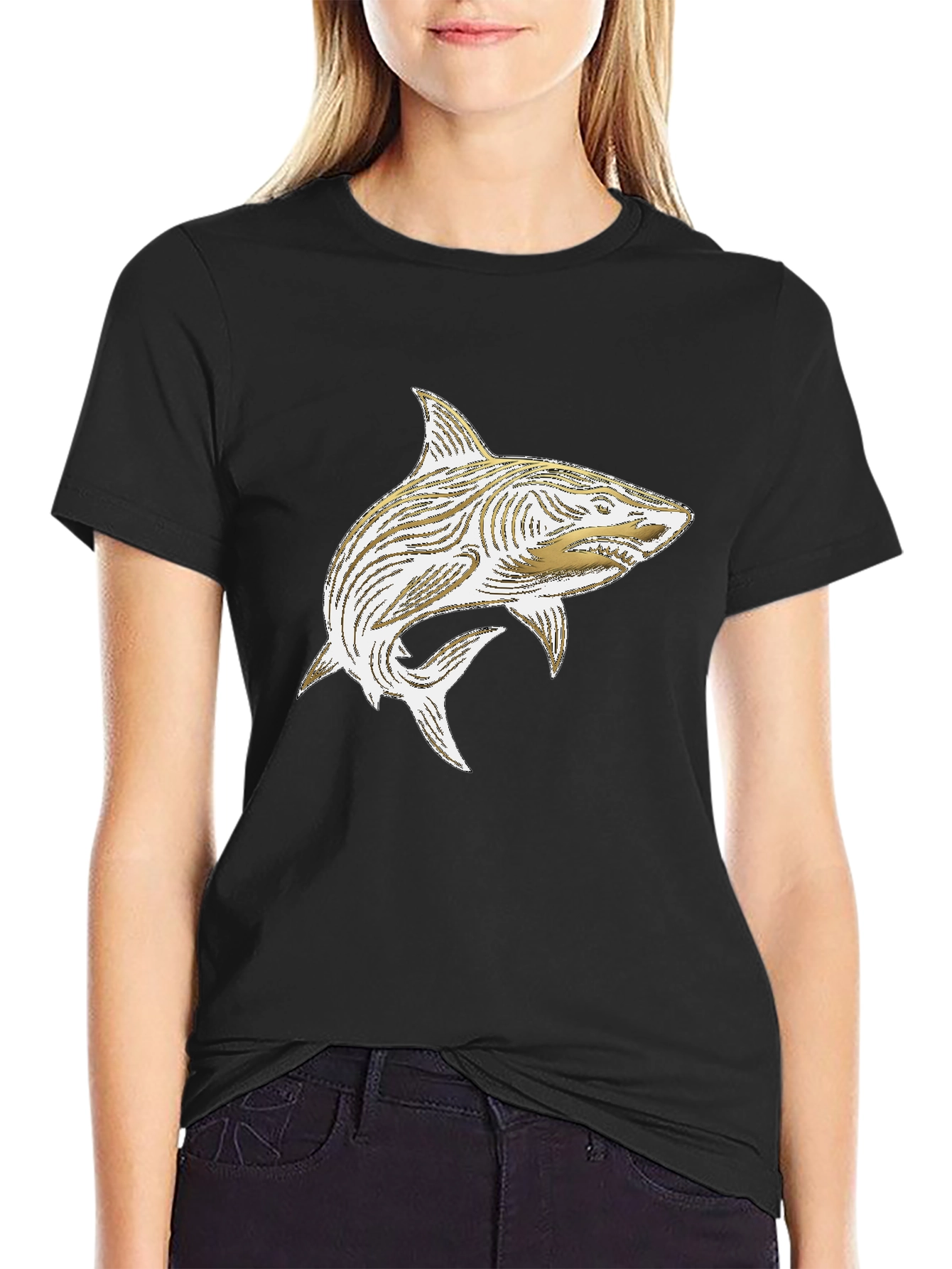 Shark Graphic Tee - Stylish Black T-Shirt