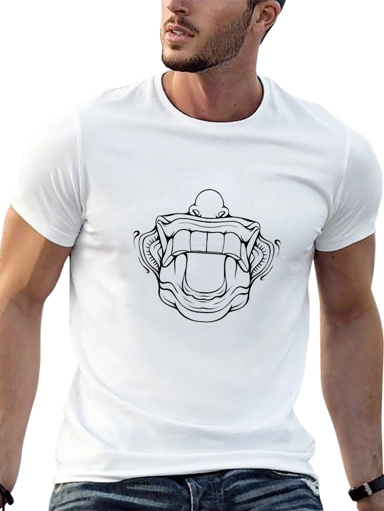 Graphic Print Black Crew Neck T-Shirt