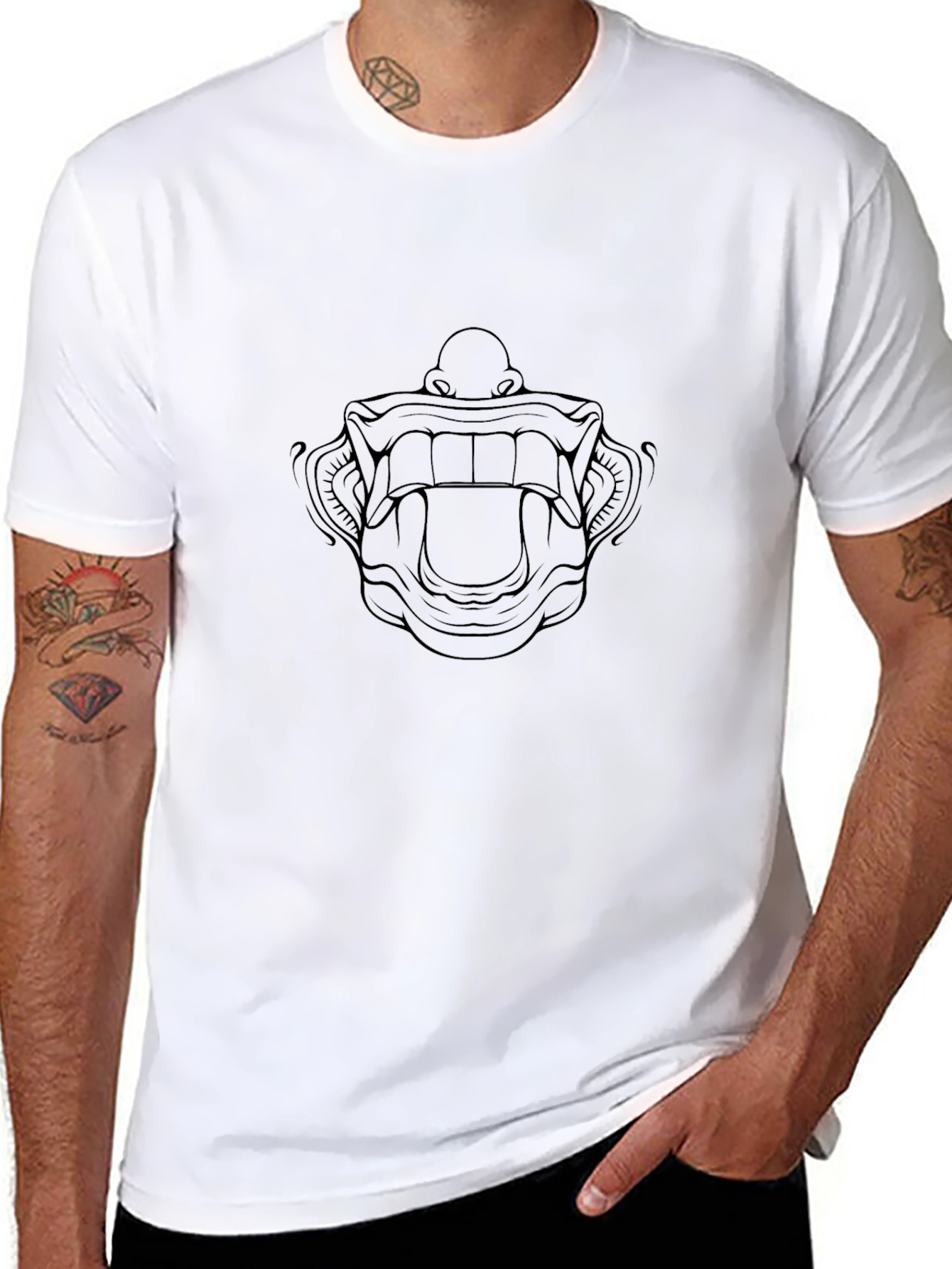 Graphic Print Black Crew Neck T-Shirt