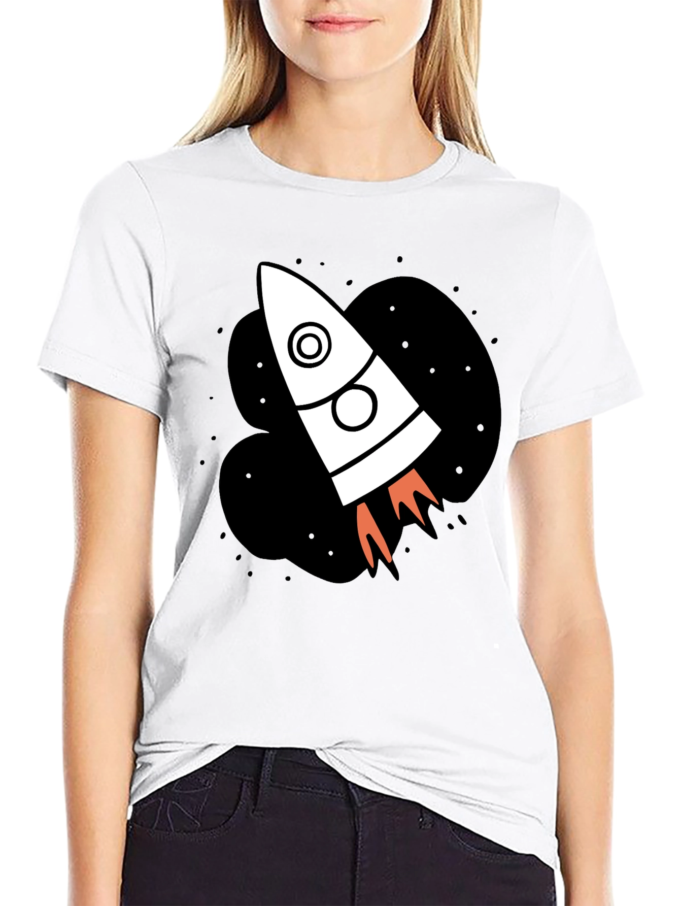 Rocket Ship Graphic Black T-Shirt