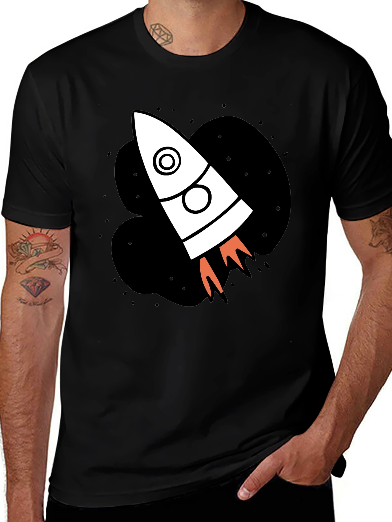 Rocket Ship Graphic Black T-Shirt