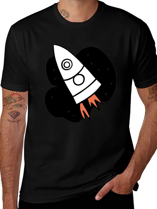 Rocket Ship Graphic Black T-Shirt