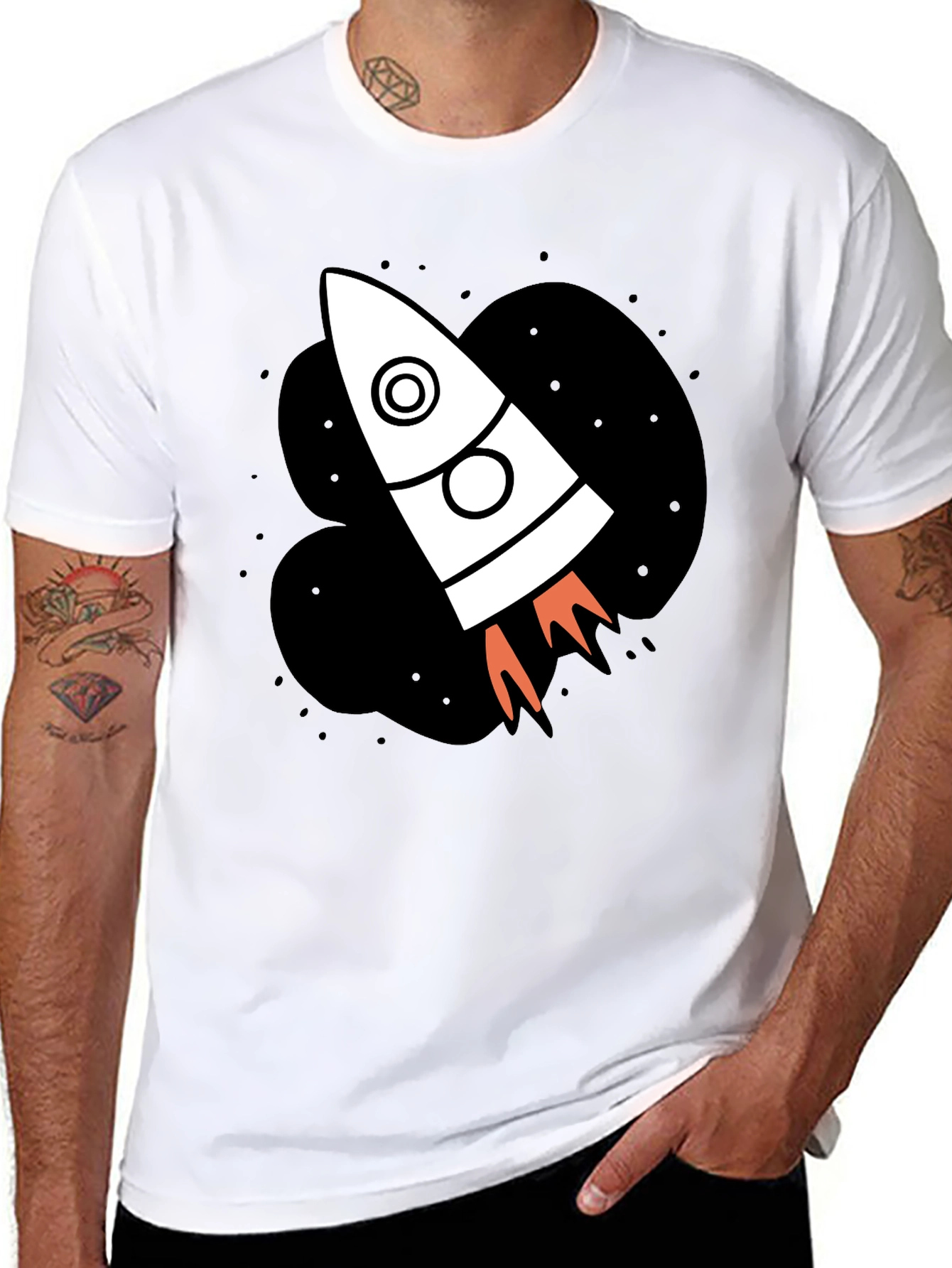 Rocket Ship Graphic Black T-Shirt