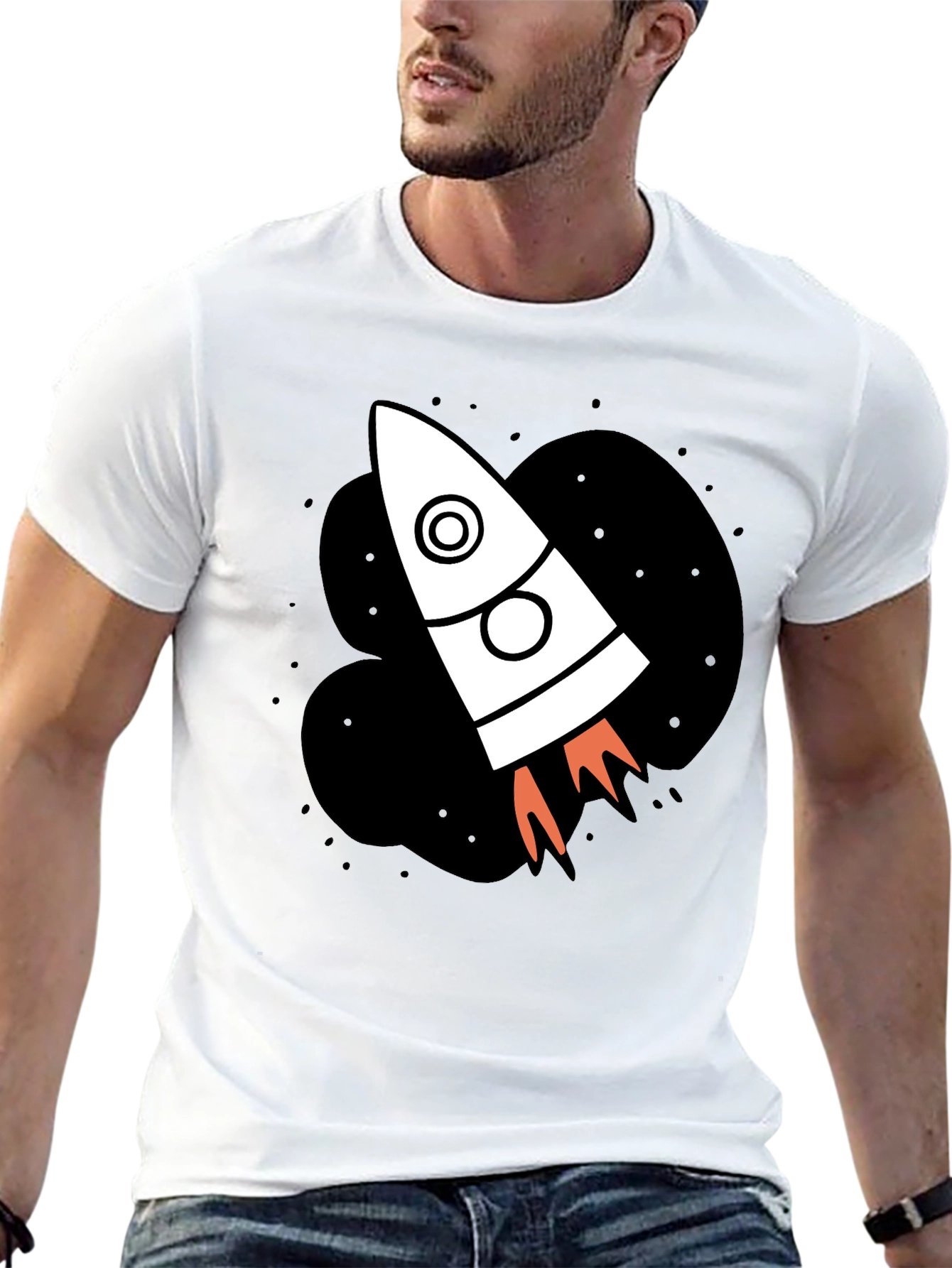 Rocket Ship Graphic Black T-Shirt