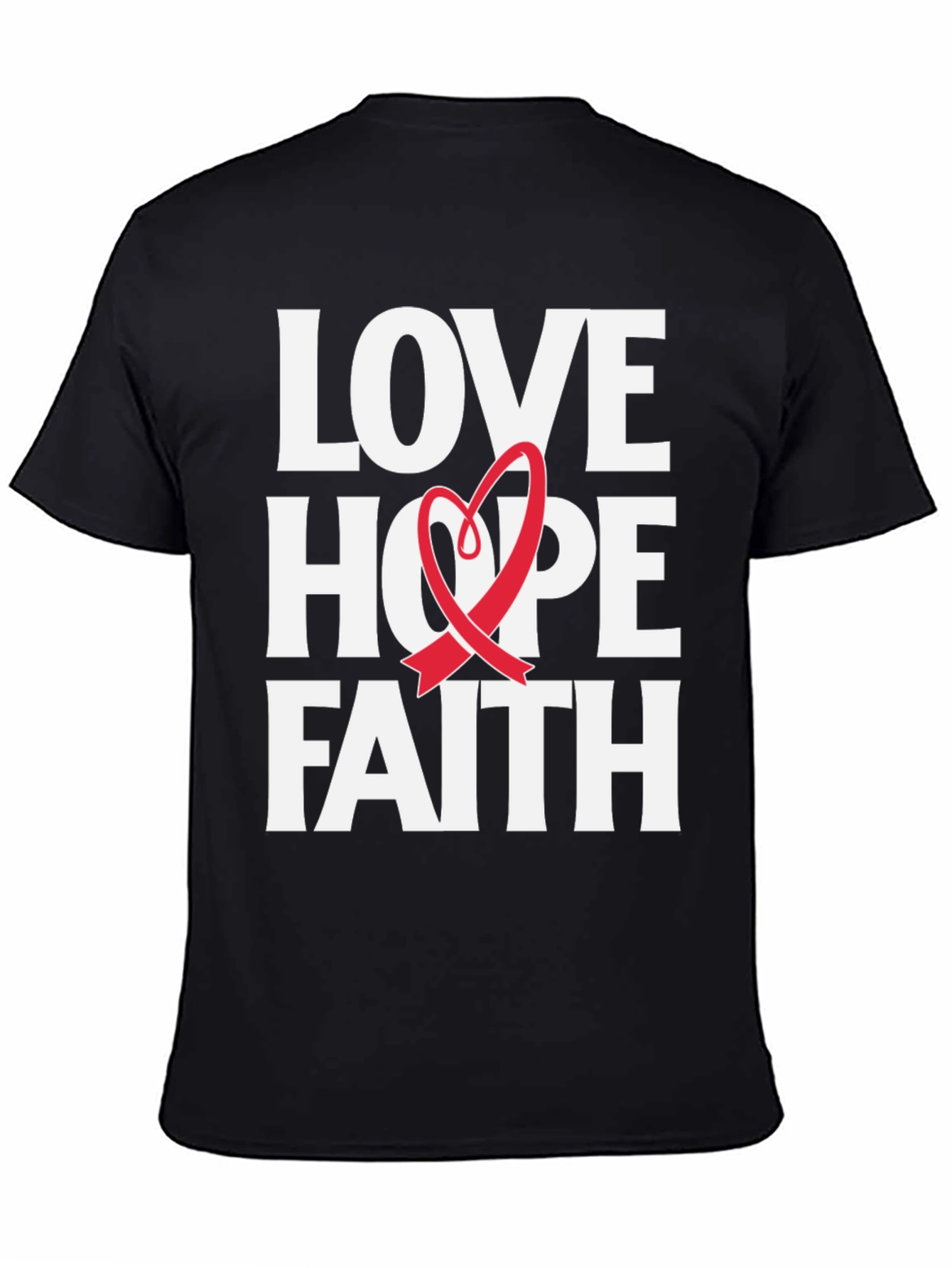 Love Hope Faith Ribbon Graphic T-Shirt
