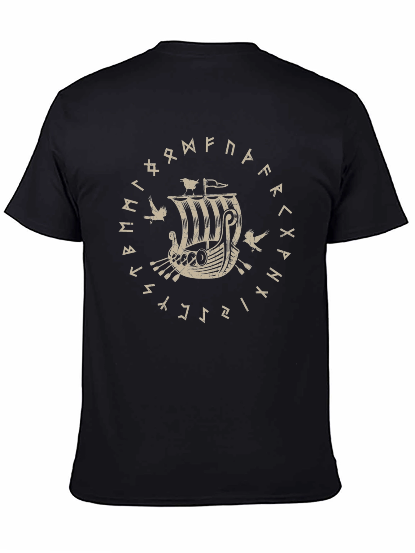 Viking Ship T-Shirt Norse Runes Viking Art
