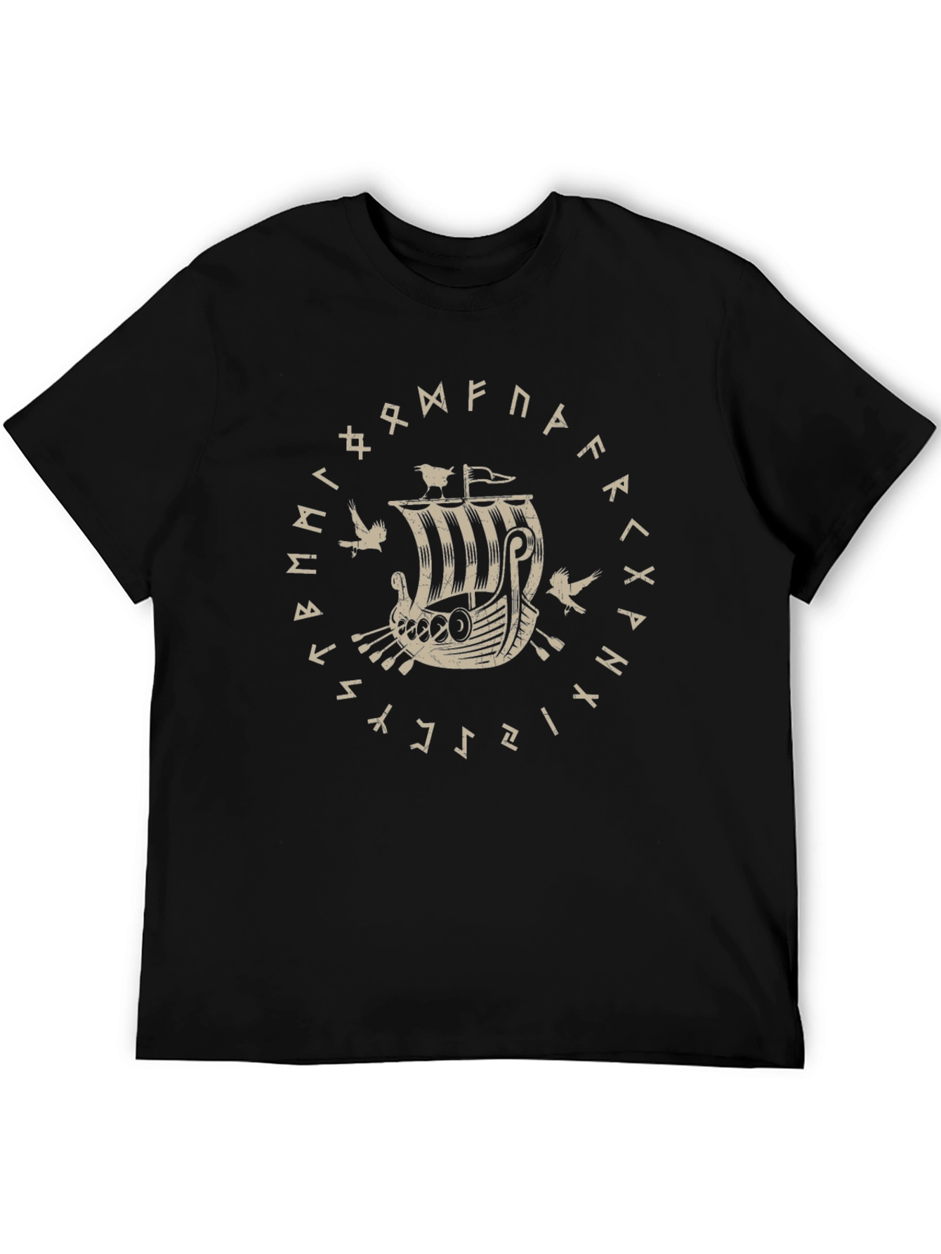 Viking Ship T-Shirt Norse Runes Viking Art