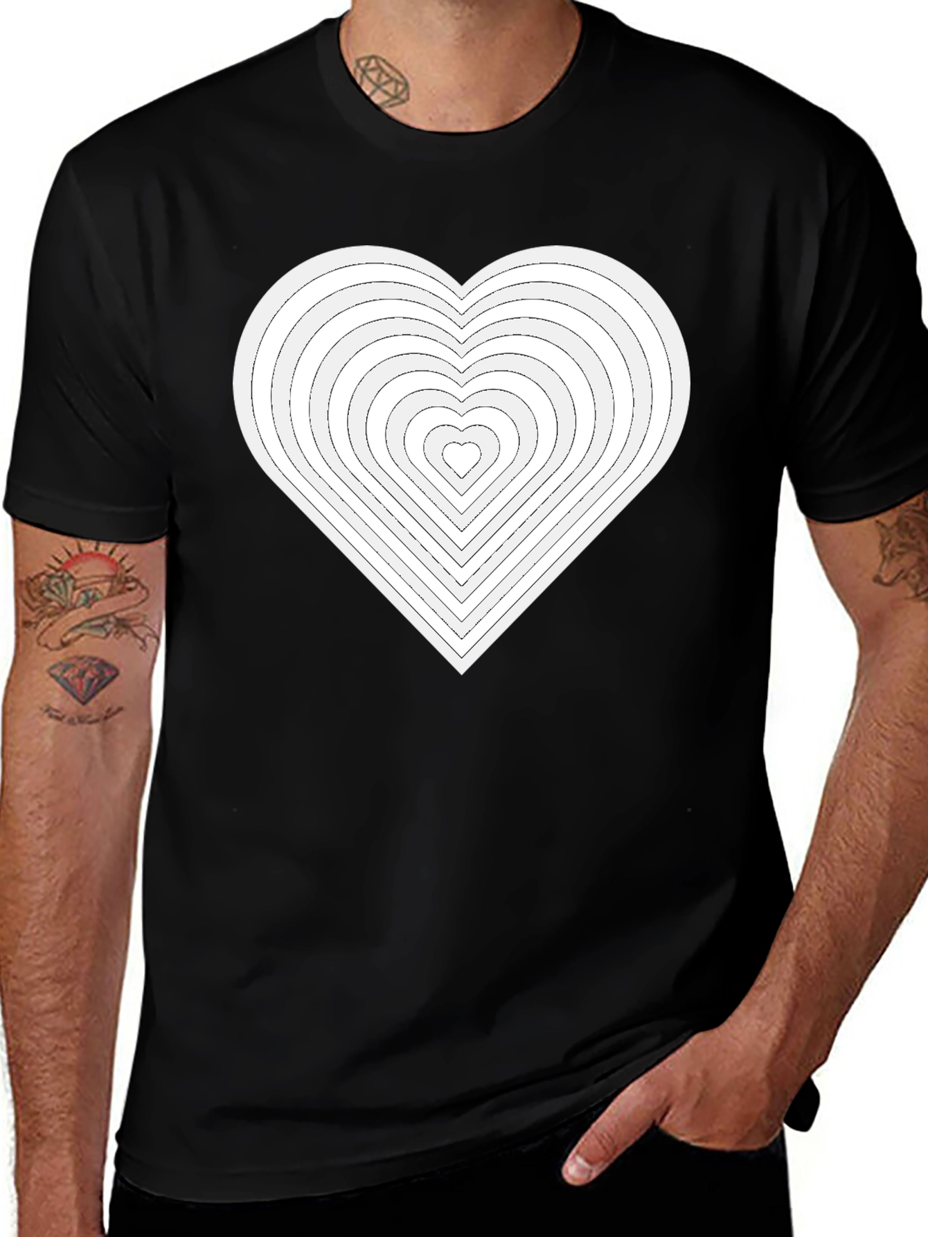 Heart Illusion Graphic Tee - Black