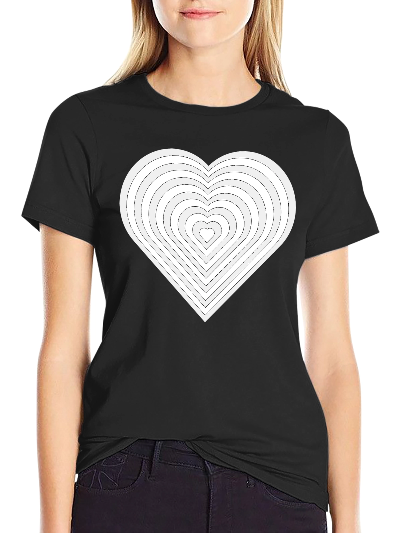 Heart Illusion Graphic Tee - Black