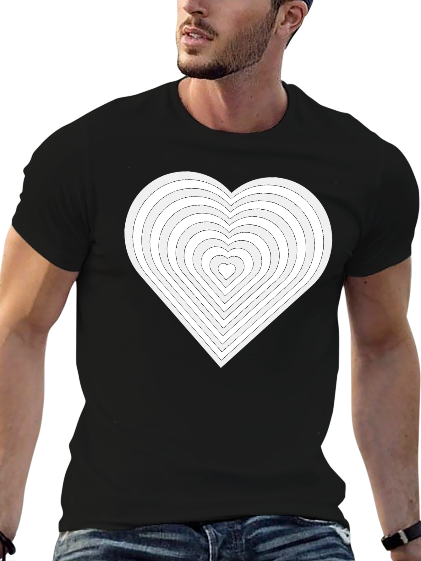 Heart Illusion Graphic Tee - Black