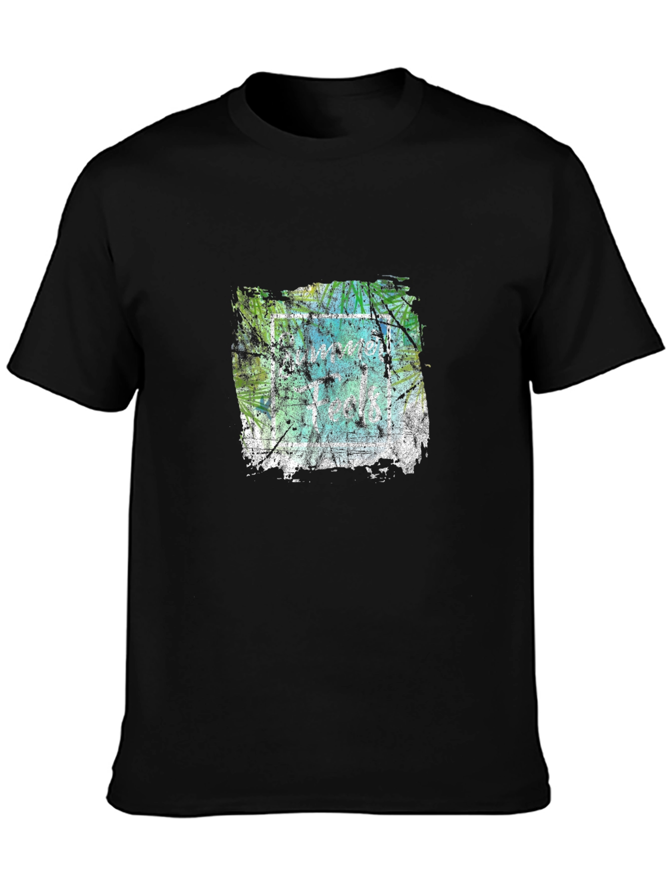Abstract Graphic Print Black Crew Neck T-Shirt