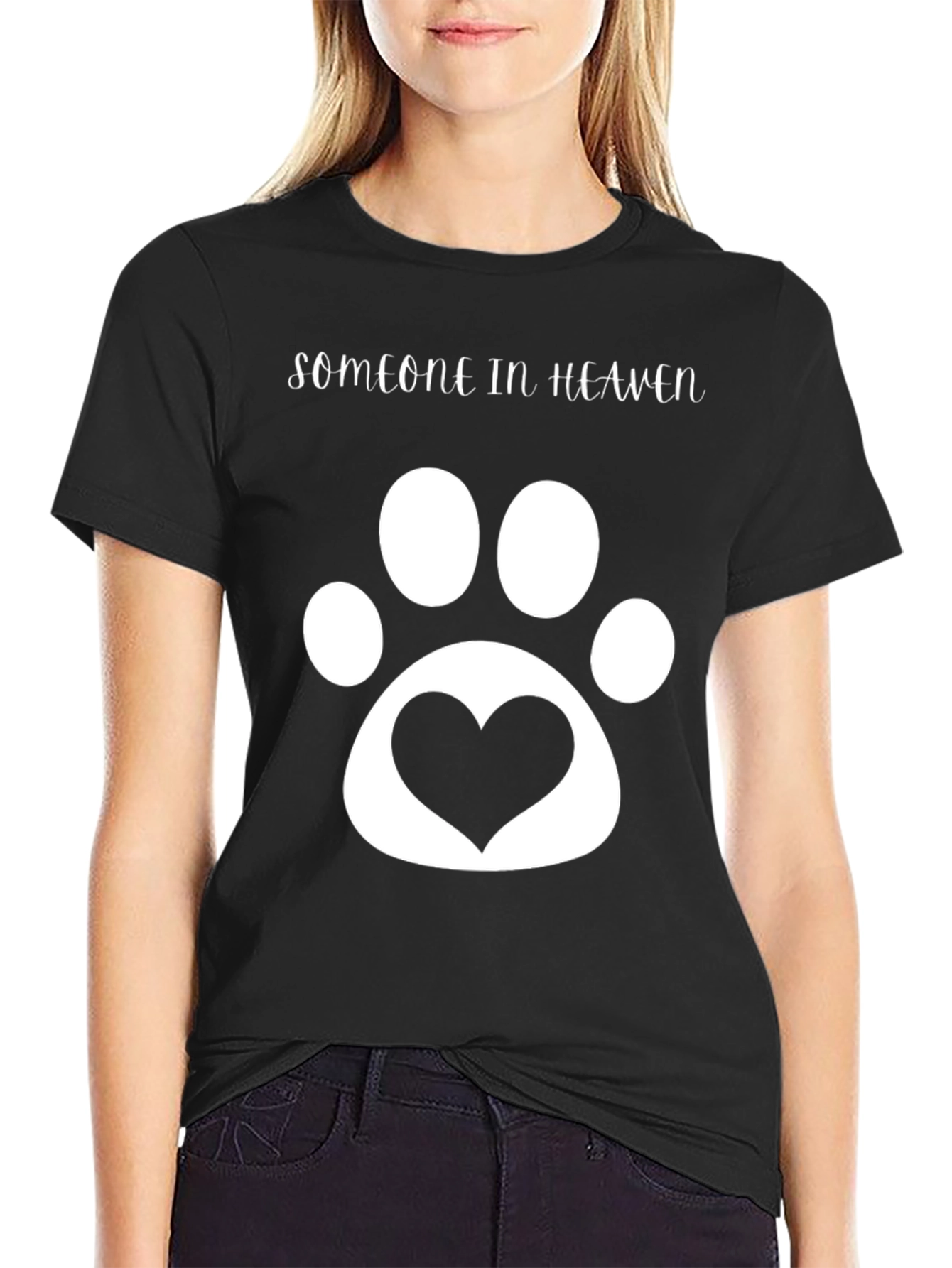 Someone In Heaven Pet Paw Print Heart T-Shirt