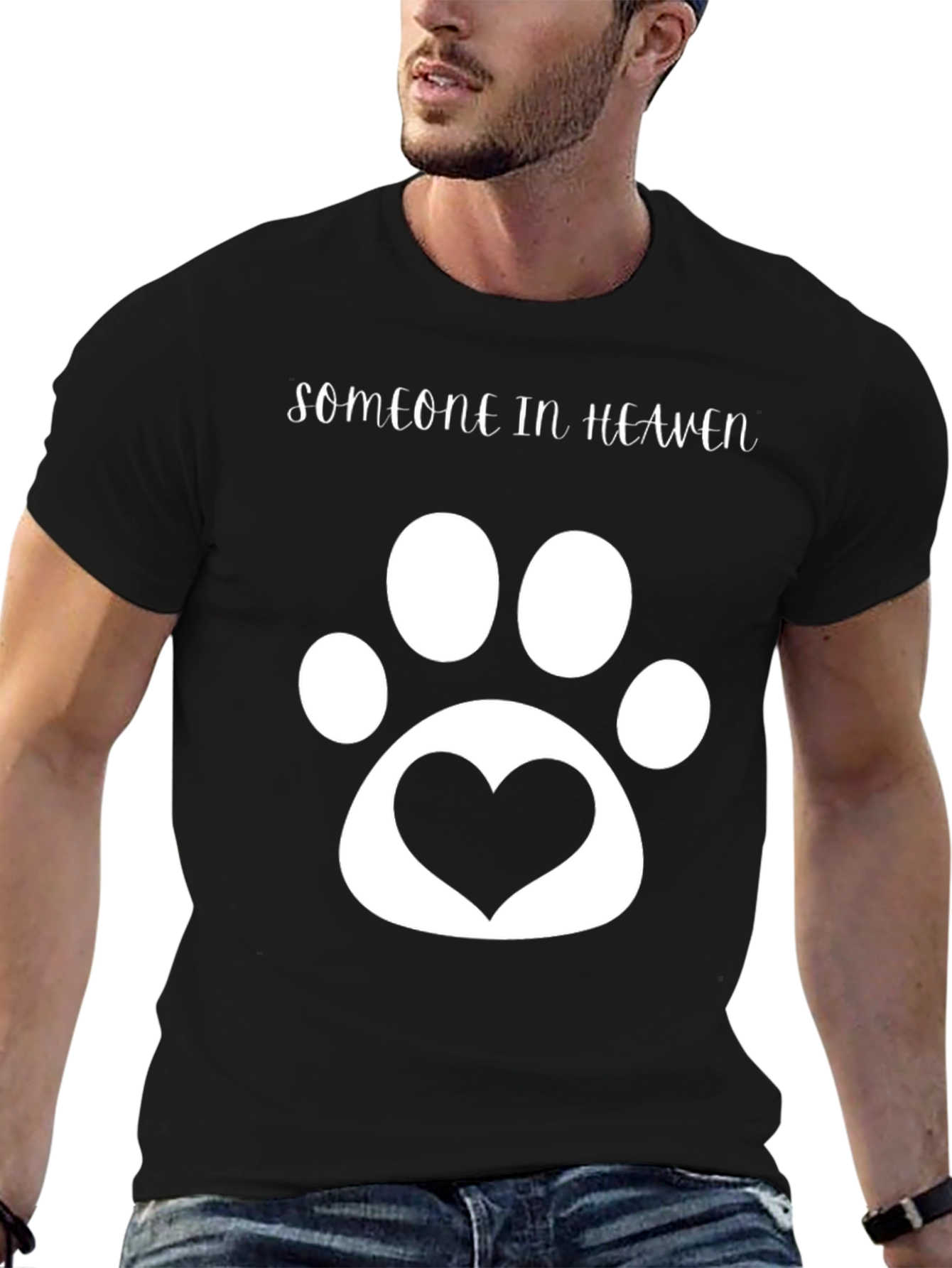 Someone In Heaven Pet Paw Print Heart T-Shirt