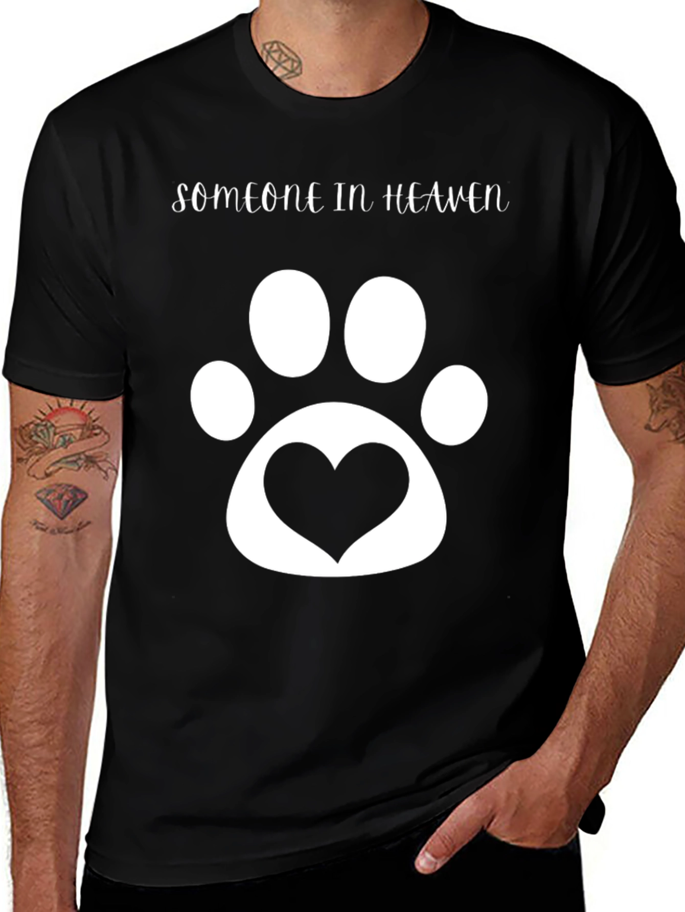 Someone In Heaven Pet Paw Print Heart T-Shirt