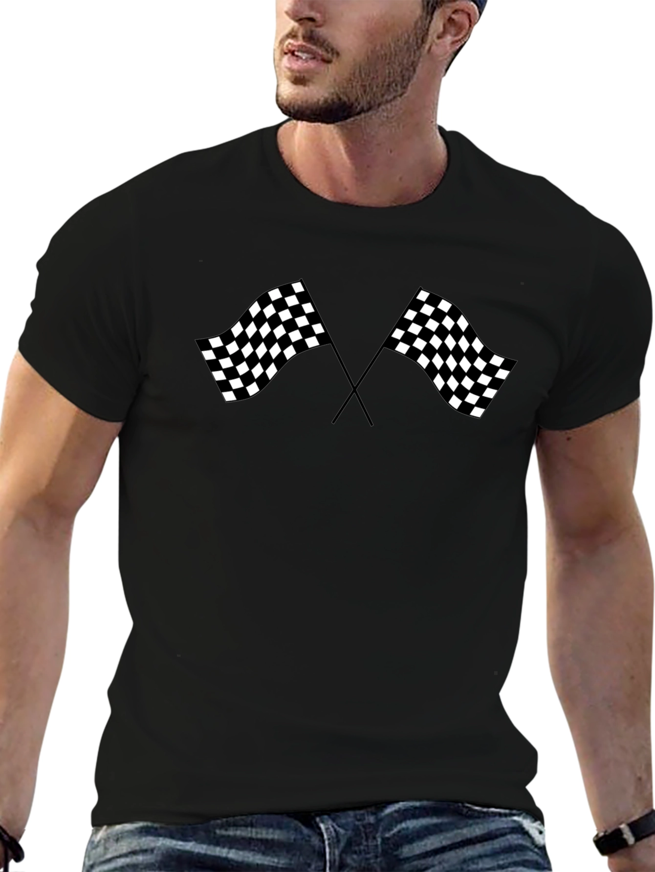 Checkered Flag Graphic Tee - Racing Fan Shirt