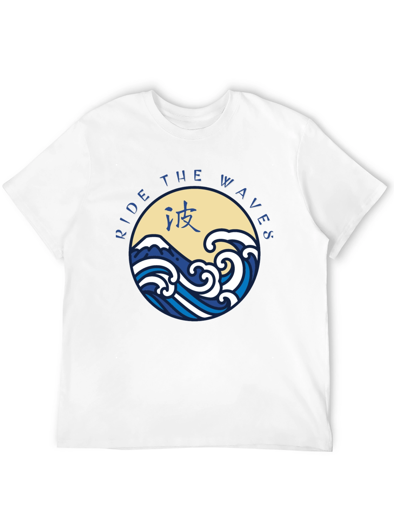 Ride the Waves Graphic Tee - Japanese Wave Design