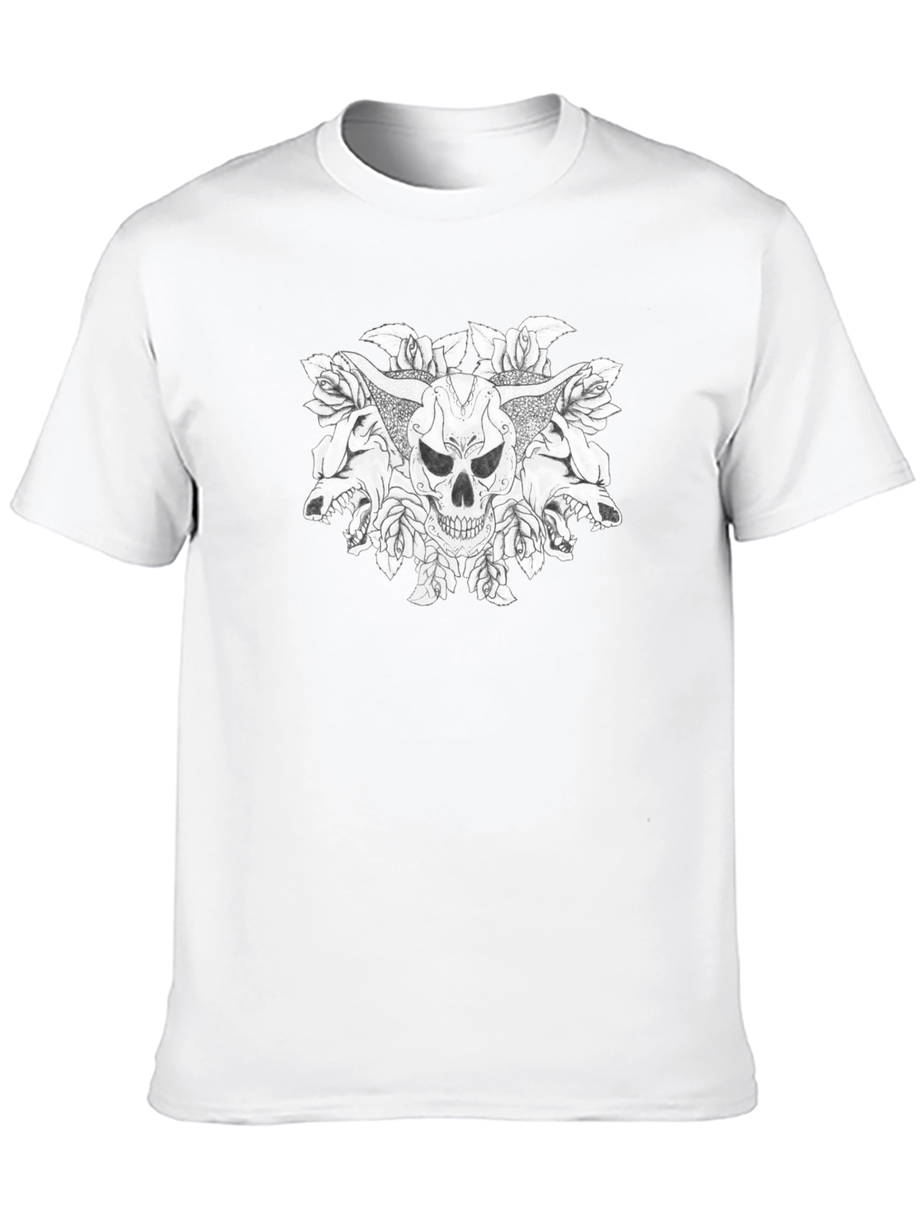 Skull & Roses Graphic Tee - Bold Black T-Shirt