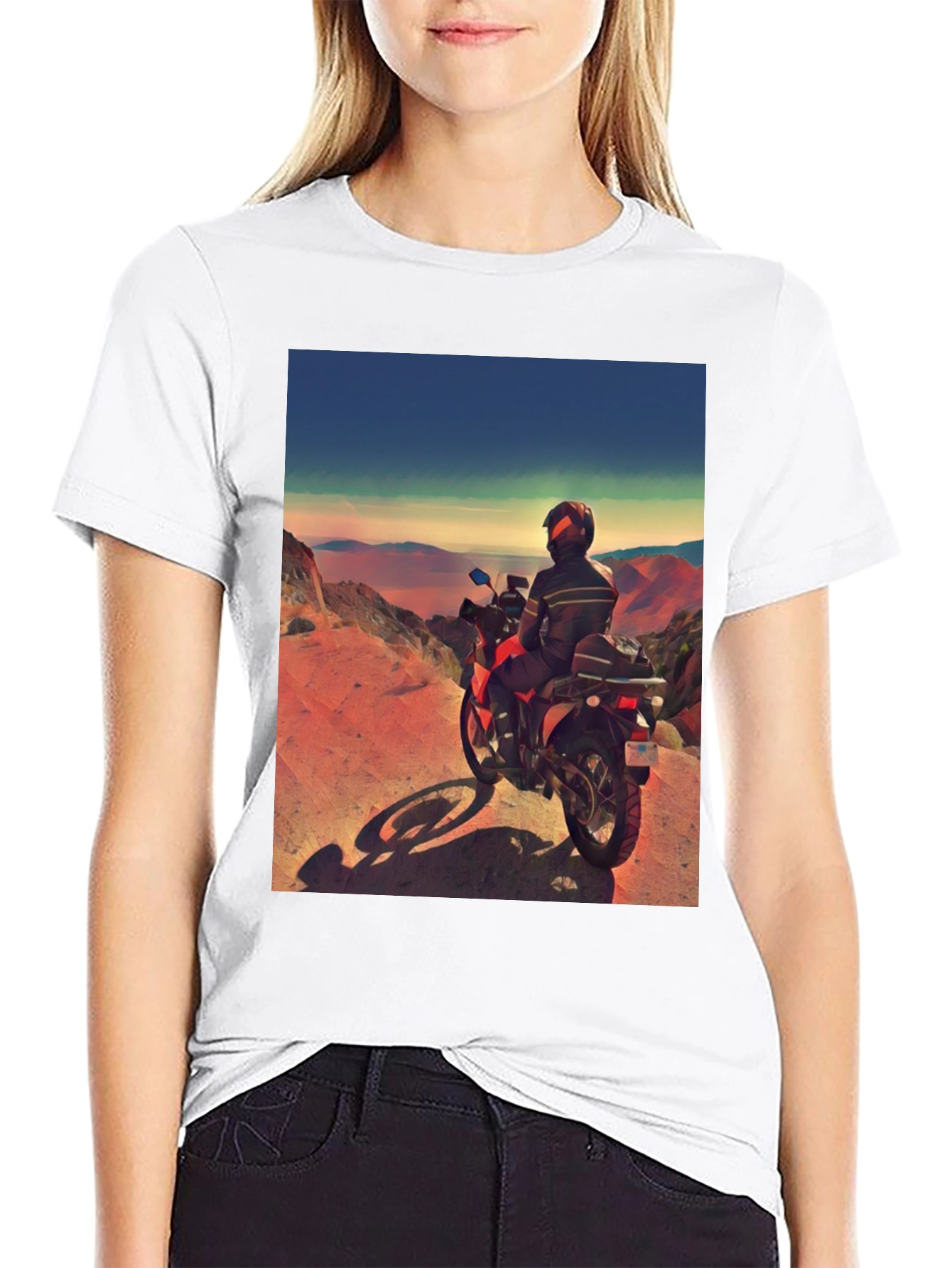 Motorcycle Adventure Tee - Scenic View Graphic T-Shirt