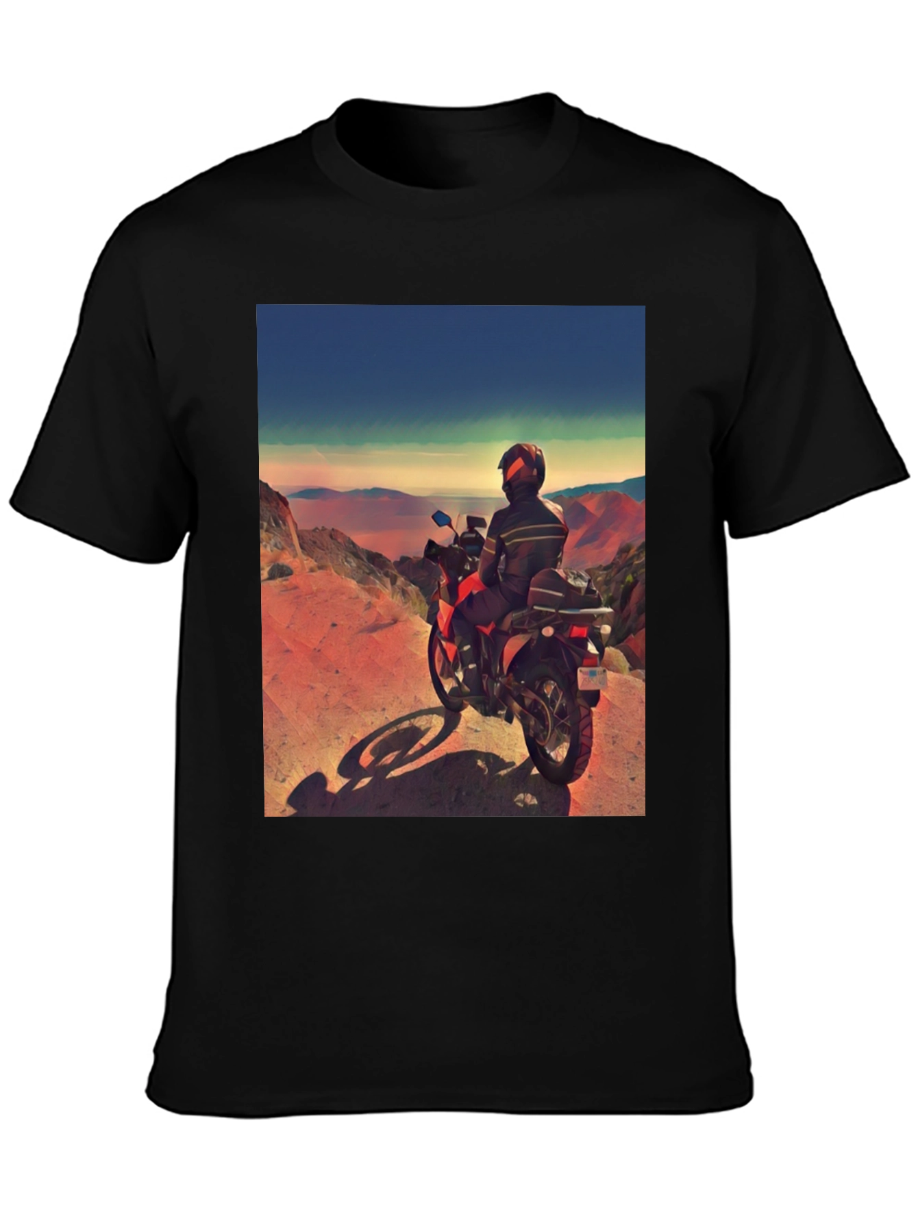 Motorcycle Adventure Tee - Scenic View Graphic T-Shirt