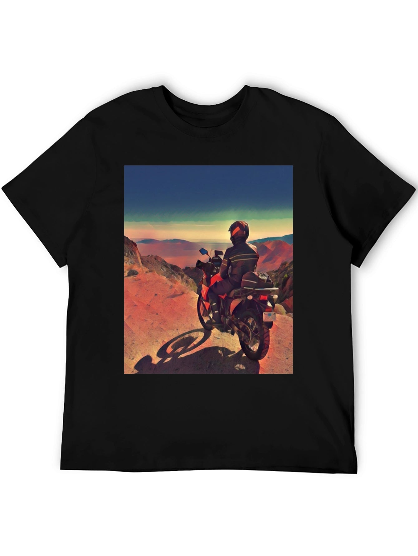 Motorcycle Adventure Tee - Scenic View Graphic T-Shirt