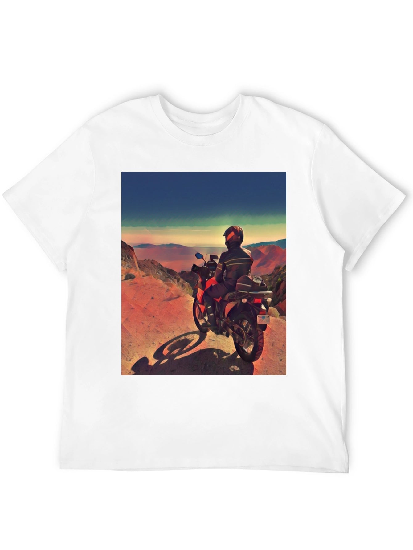 Motorcycle Adventure Tee - Scenic View Graphic T-Shirt