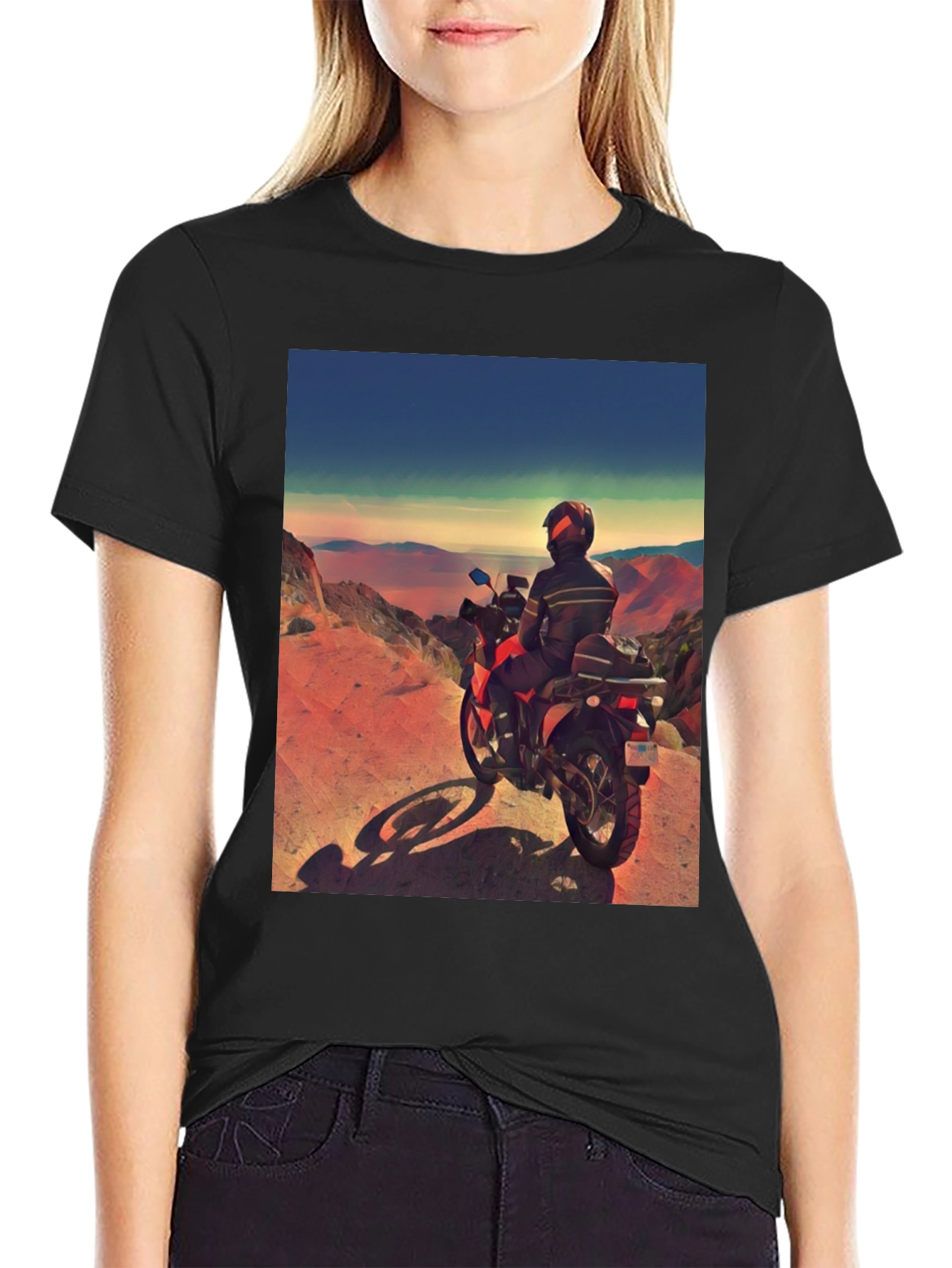 Motorcycle Adventure Tee - Scenic View Graphic T-Shirt