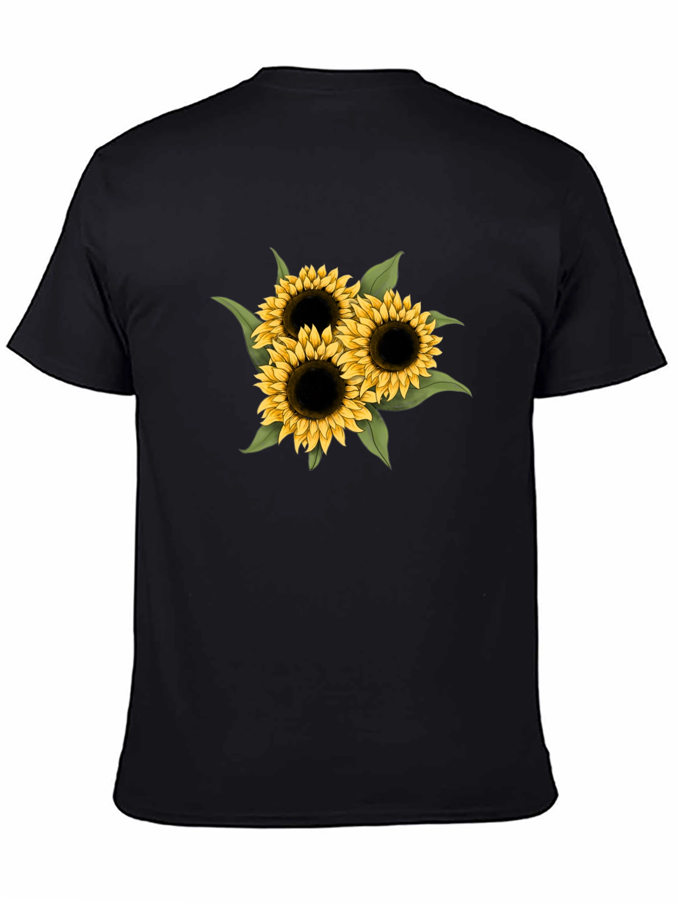 Sunflower Graphic Tee - Black Cotton Casual T-Shirt