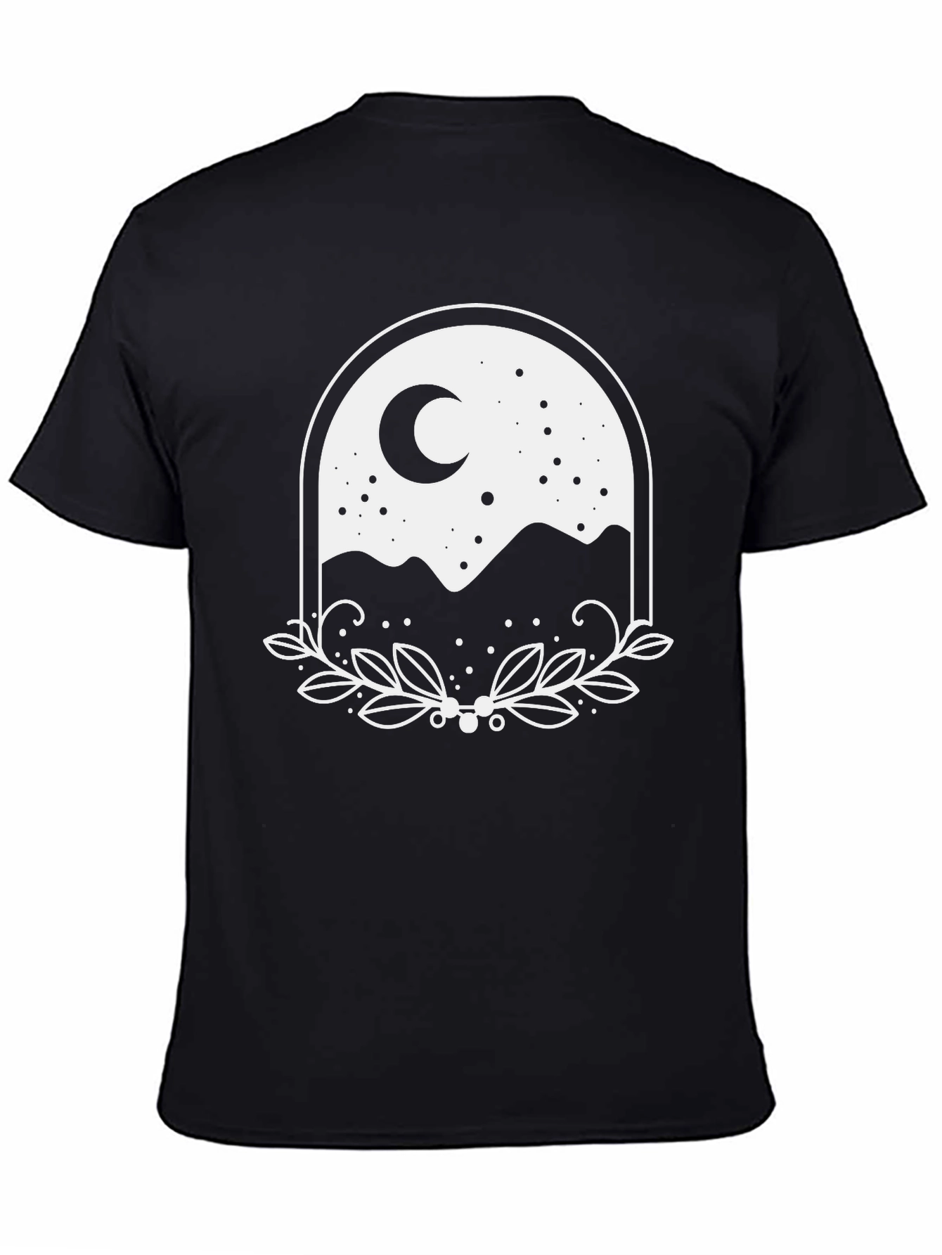 Nature Moon Graphic Tee - Black Cotton T-Shirt