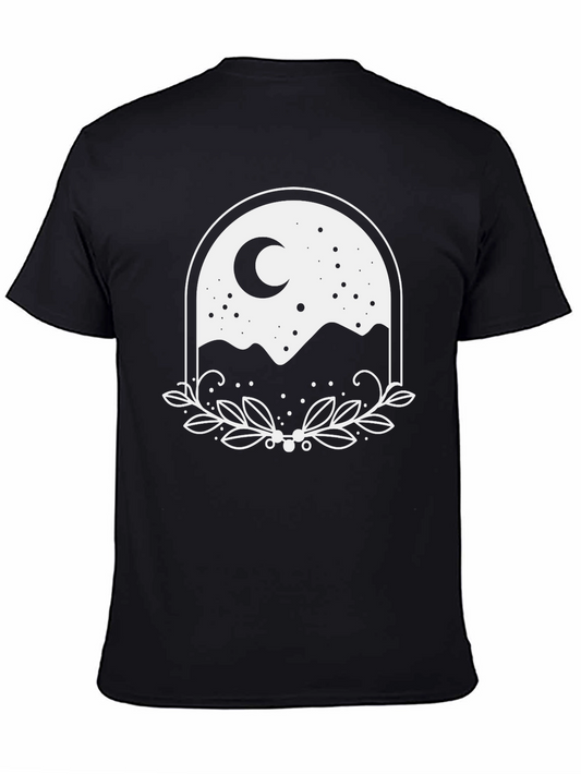 Nature Moon Graphic Tee - Black Cotton T-Shirt