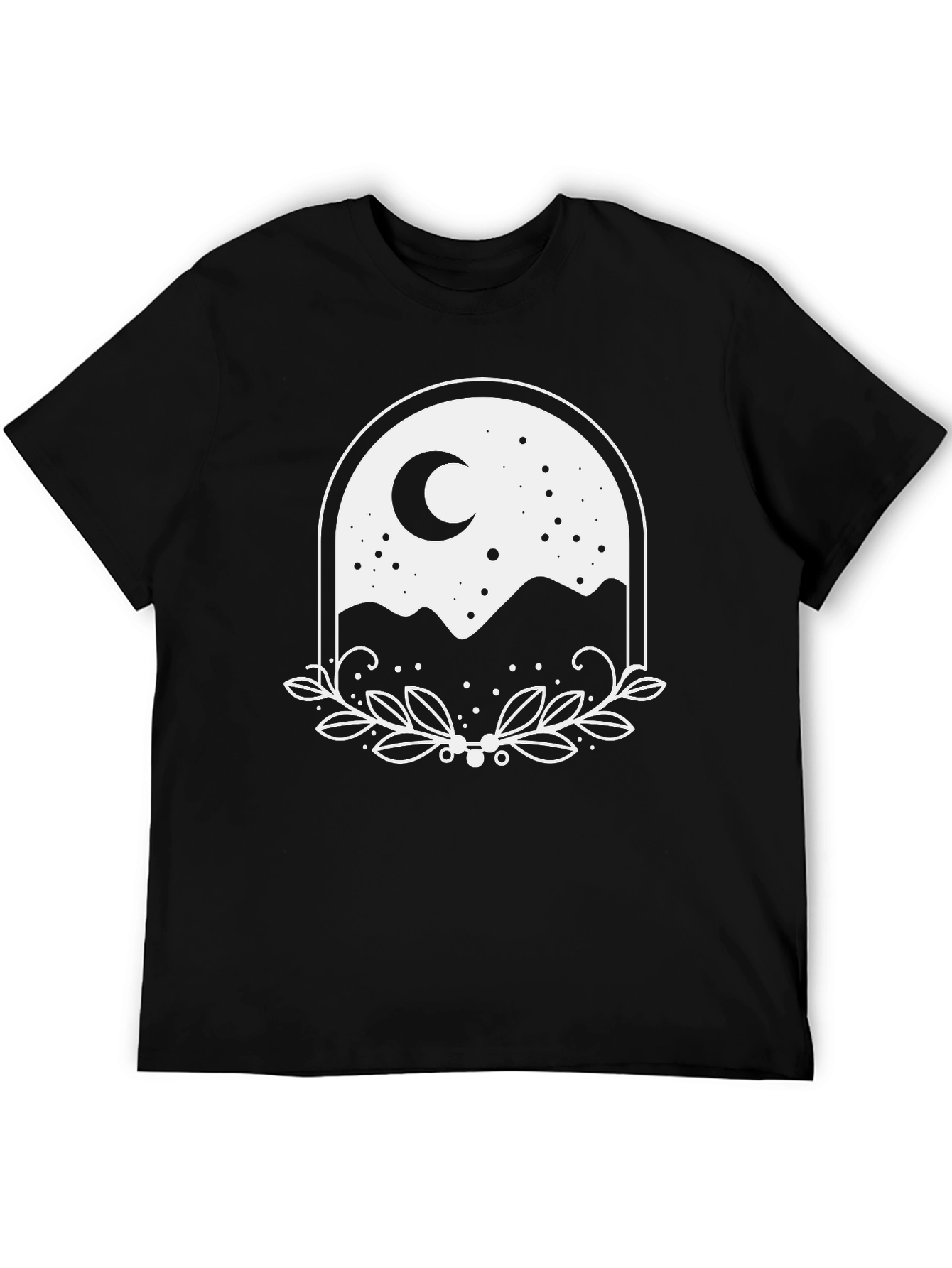 Nature Moon Graphic Tee - Black Cotton T-Shirt