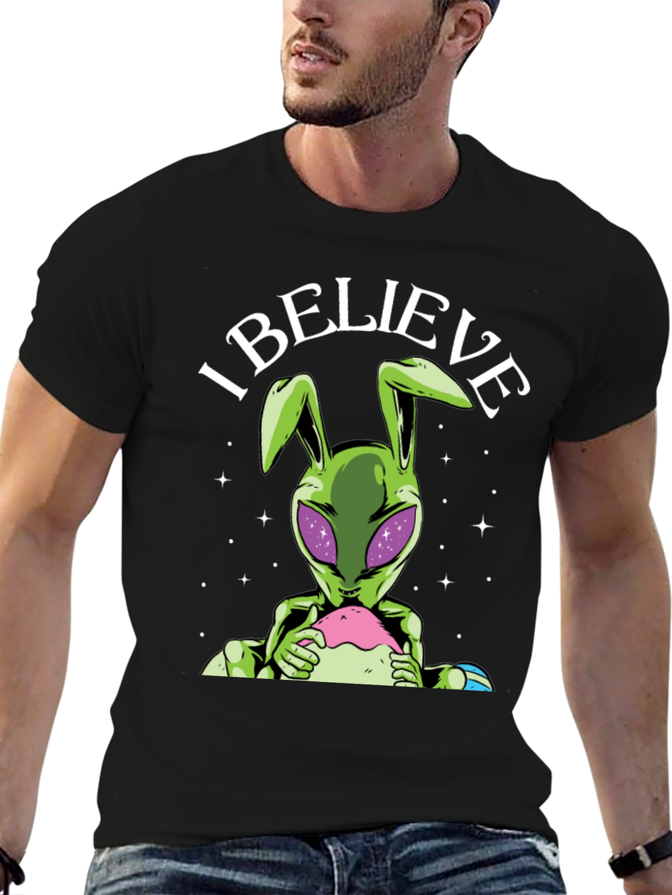 I Believe Alien Bunny Graphic Tee