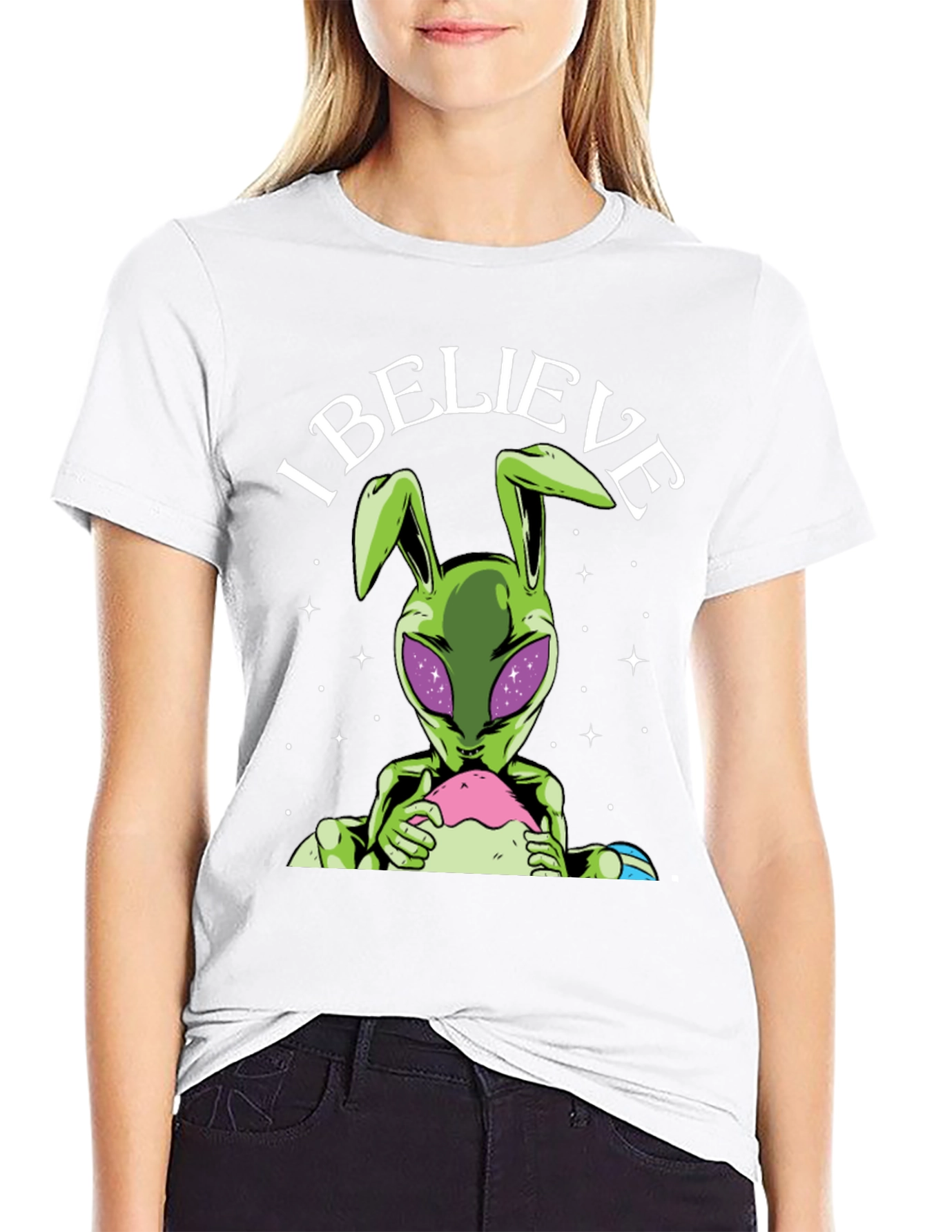 I Believe Alien Bunny Graphic Tee