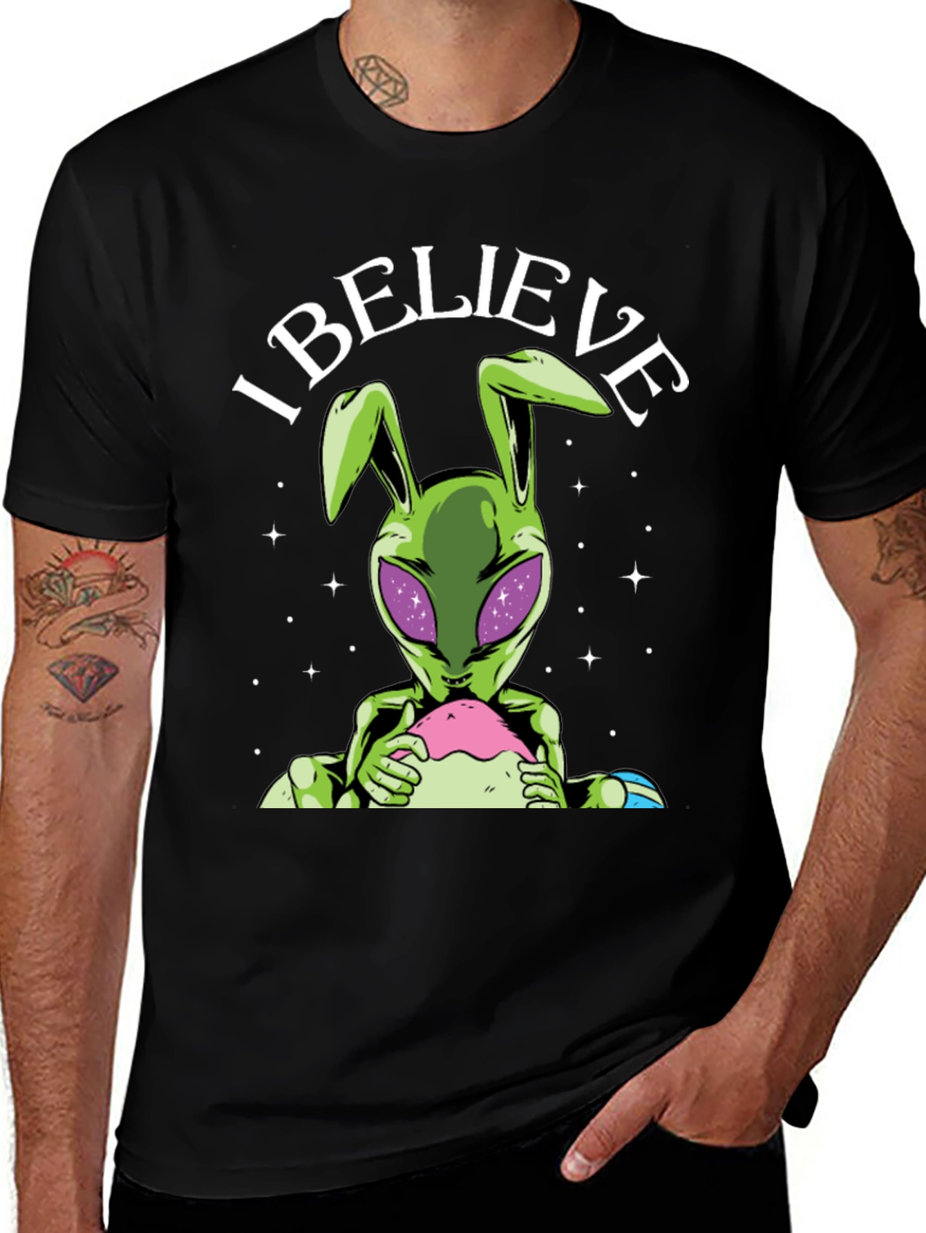 I Believe Alien Bunny Graphic Tee